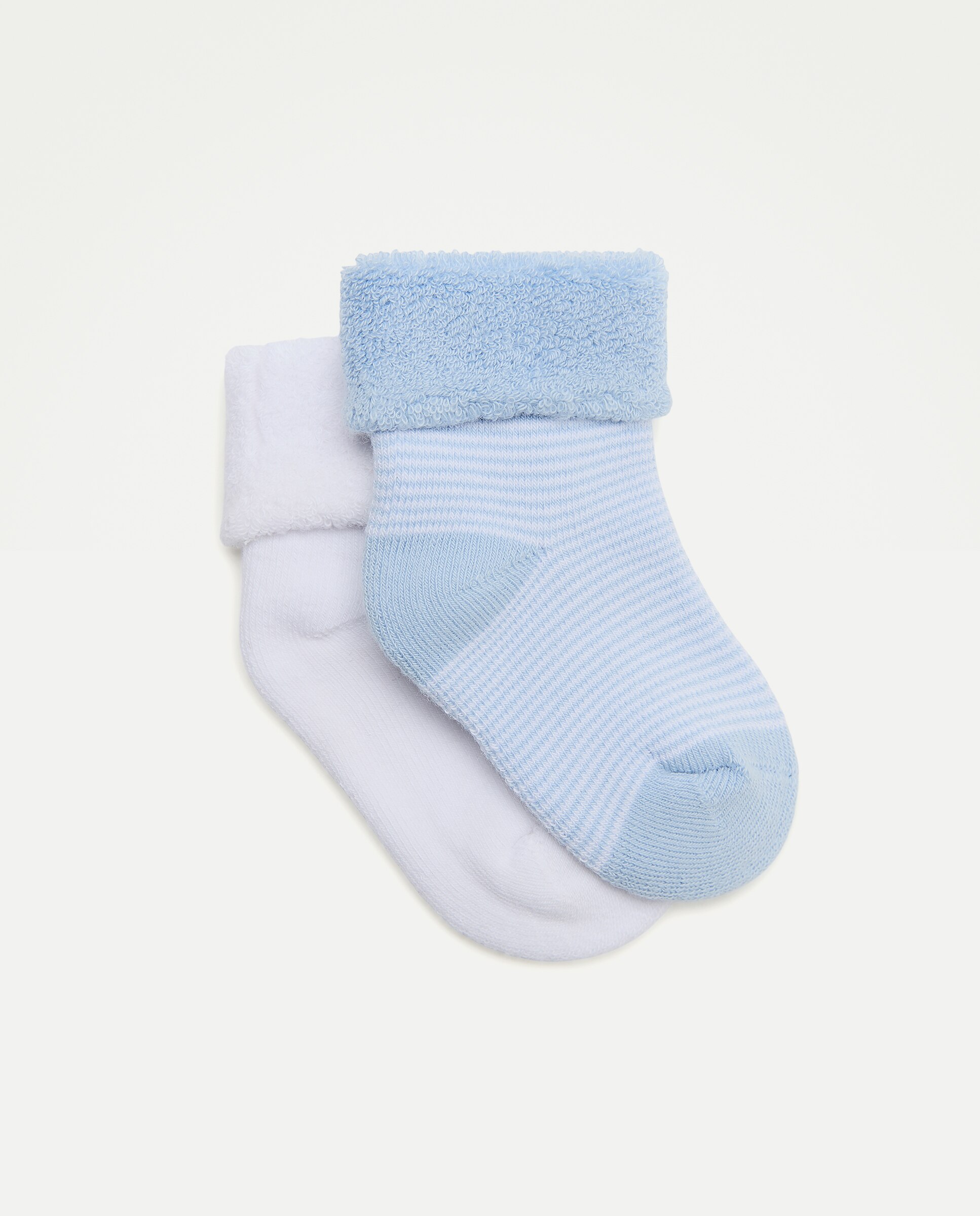 Imagem 0 de Pack de 2 Pares de Meias de Bebé em Tecido Turco Lisas/às Riscas