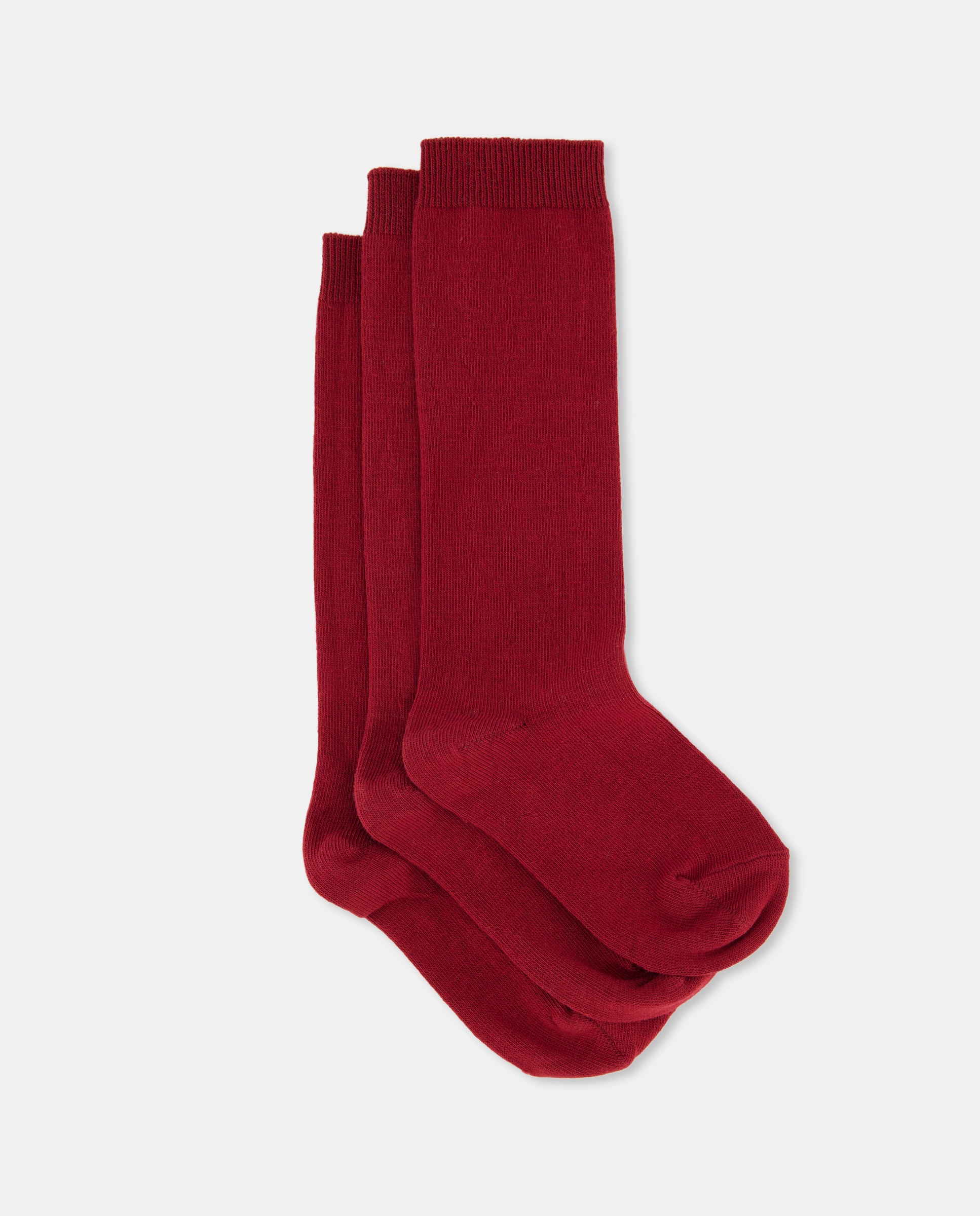 Pack de tres calcetines altos de niña - Cotton Juice - Granate Granate-1