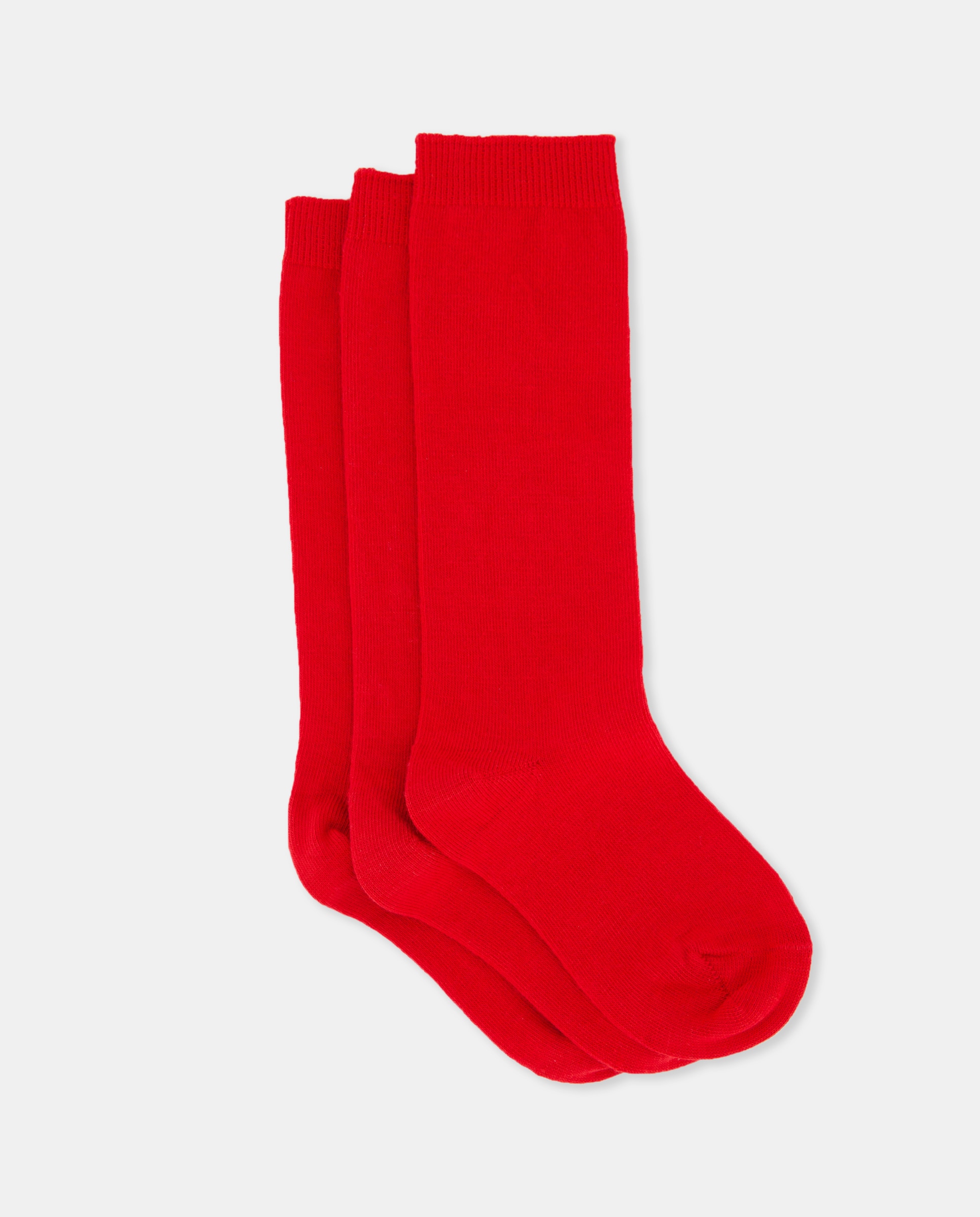 Pack de Três Meias Altas de Criança Cotton Juice Vermelho-1