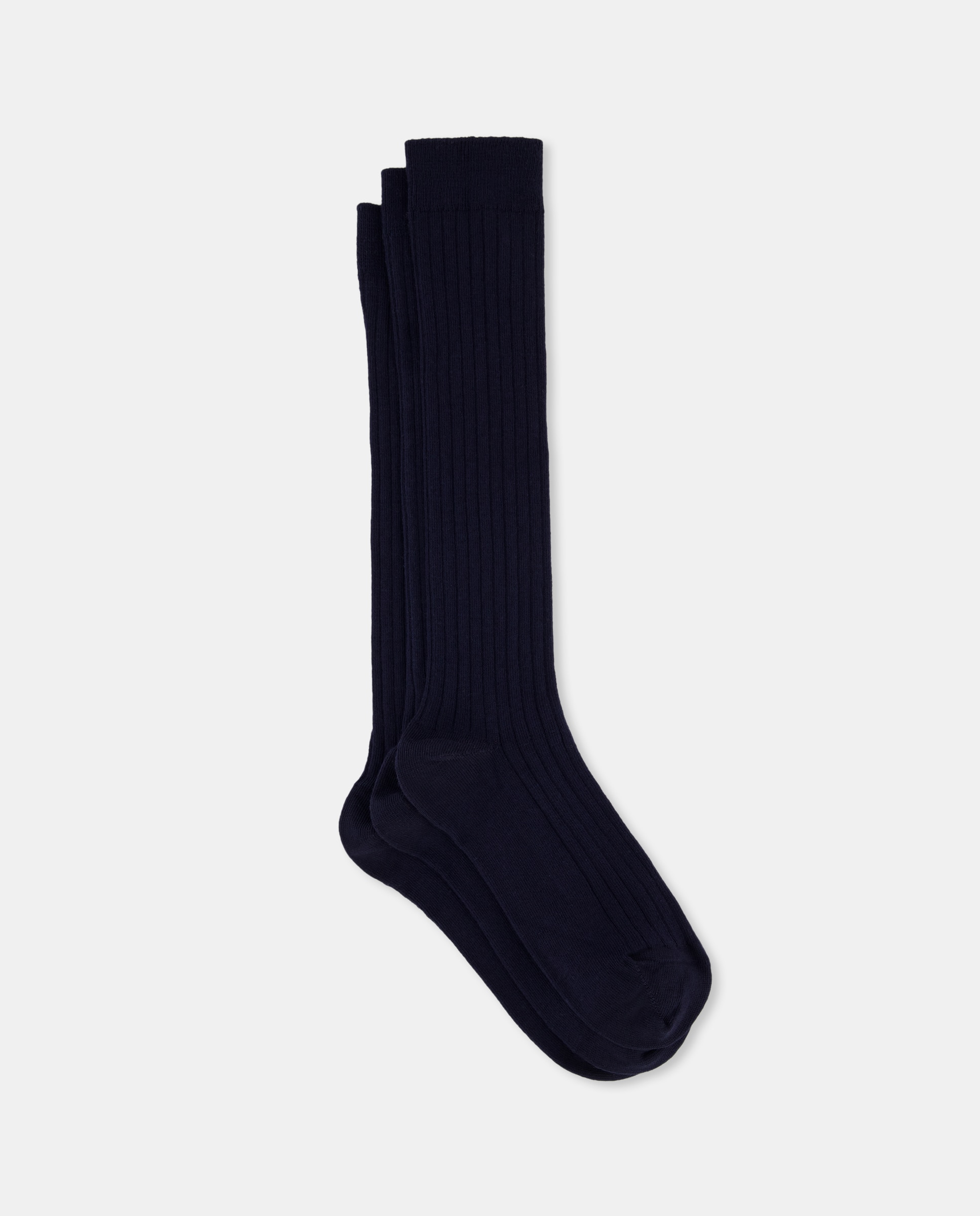 Pack de tres calcetines altos de canalé de niña - Cotton Juice - Azul marino Azul marino-1