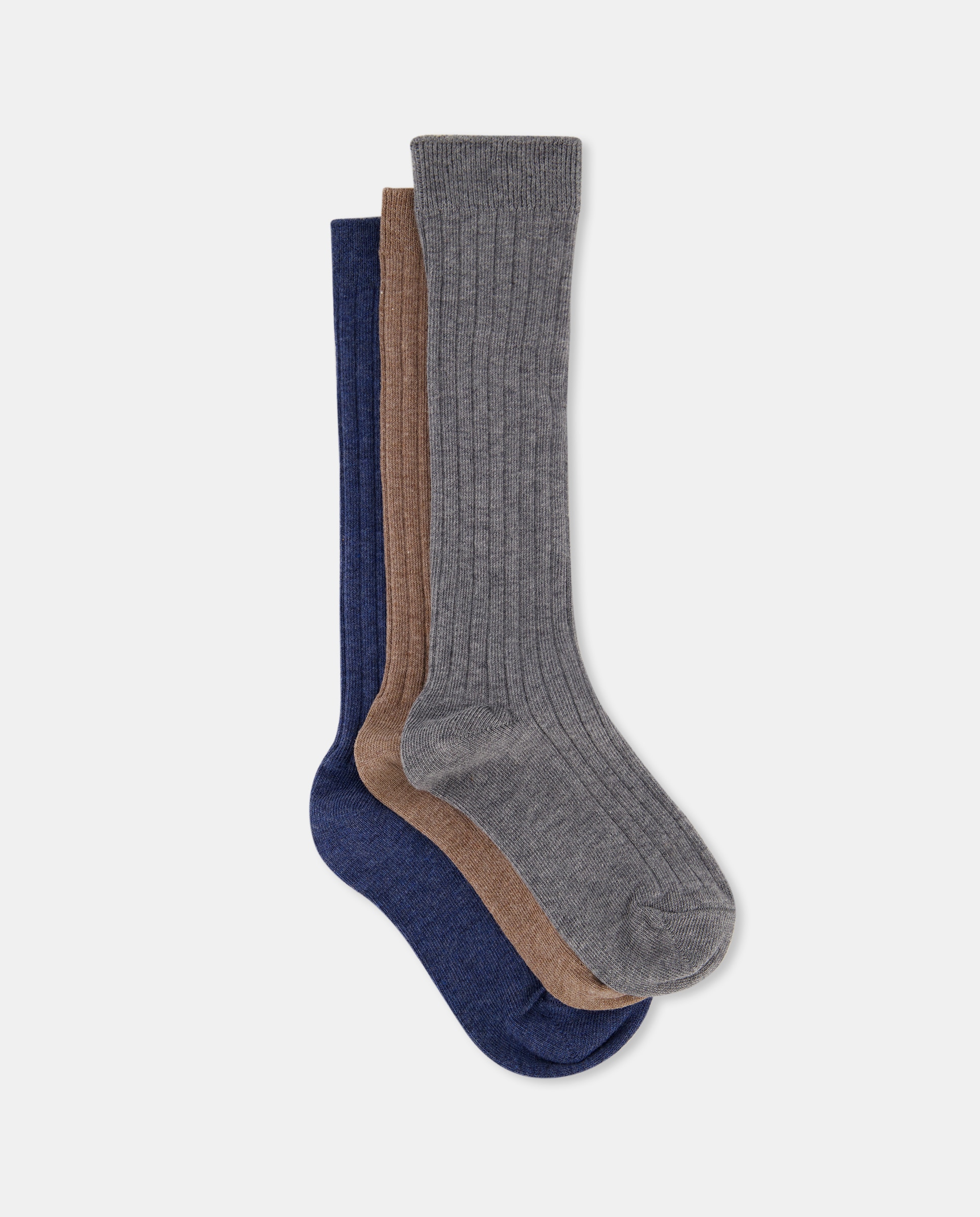 Pack de tres calcetines altos de canalé de niña - Cotton Juice - Multicolor Multicolor-1