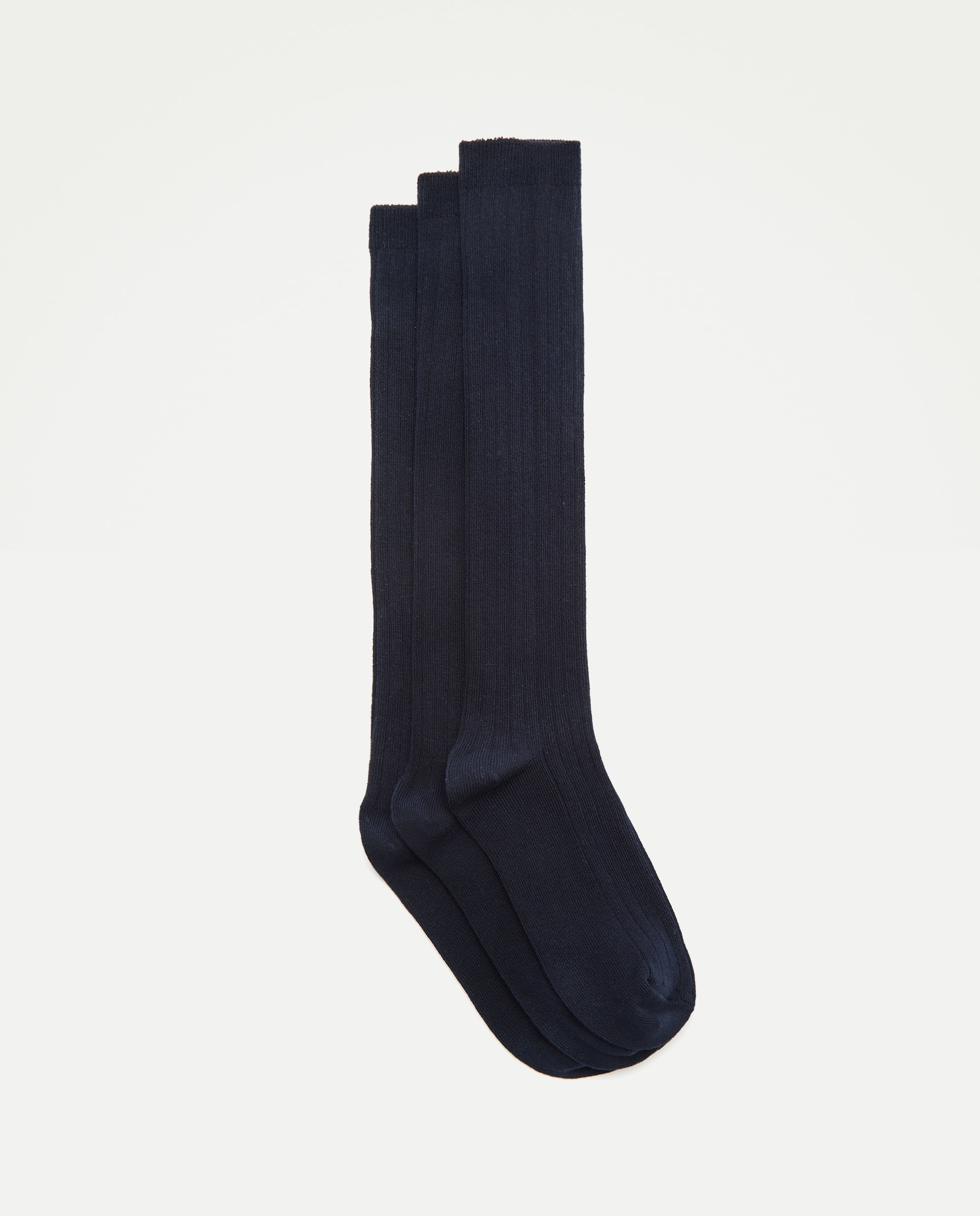 Pack 3 calcetines altos canalé de niño - Cotton Juice - Azul marino Azul marino-1