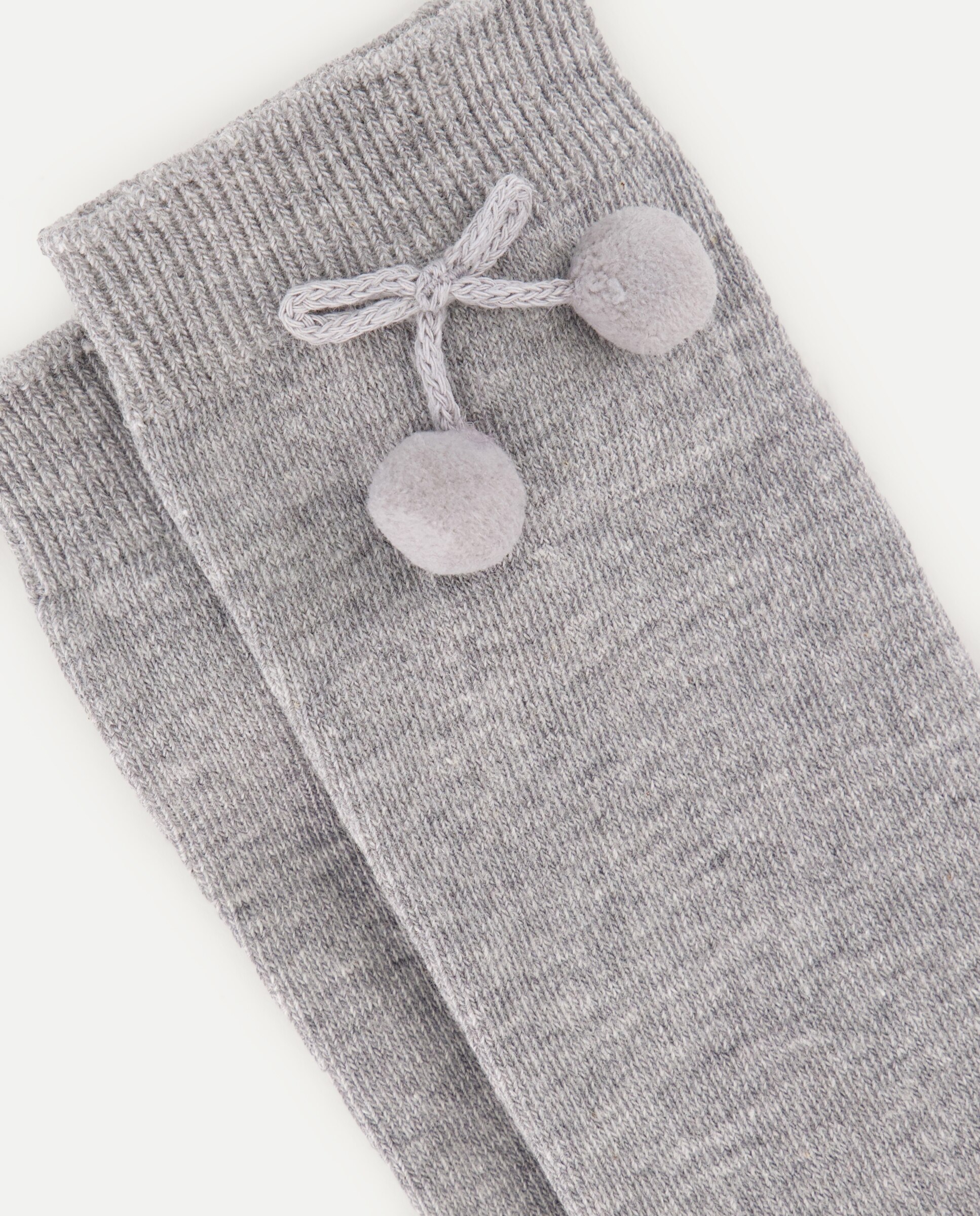 Calcetín alto con pompón de niña - Cotton Juice - Gris claro Gris claro-2