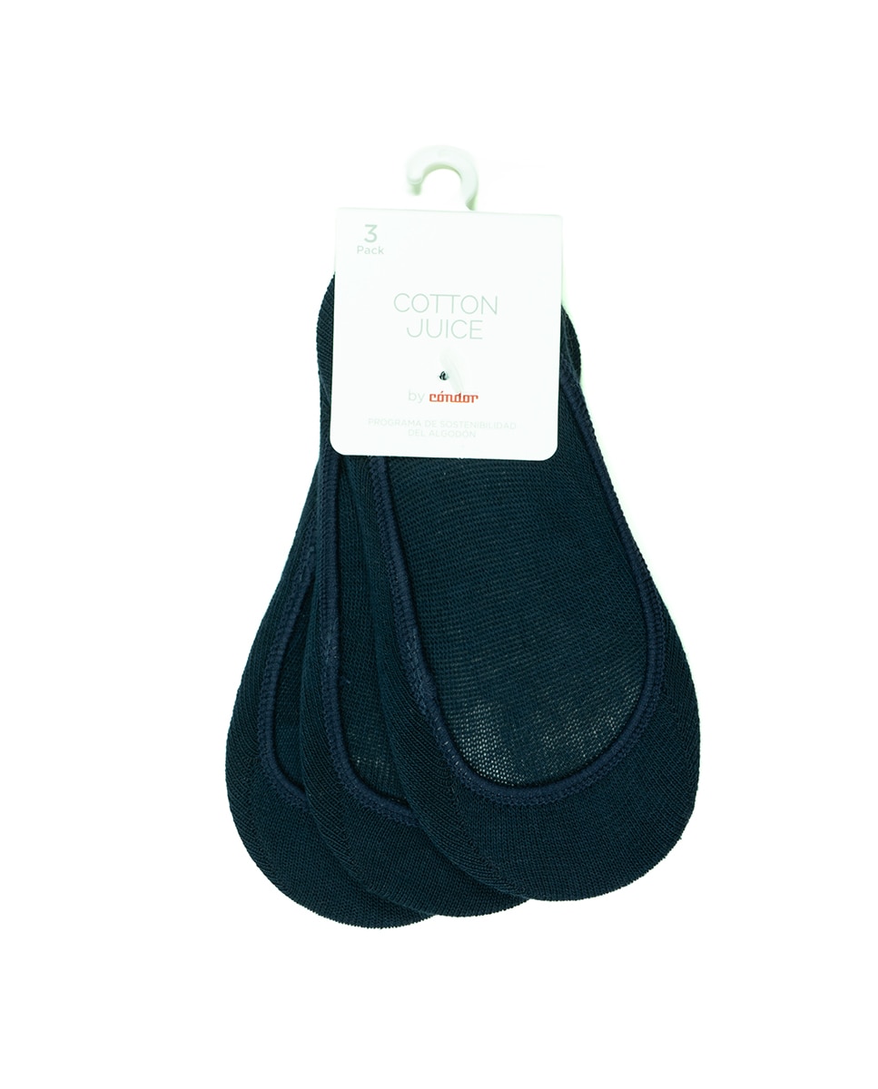 Pack de Três Pares de Pezinhos Lisos Cotton Juice Azul-marinho-2