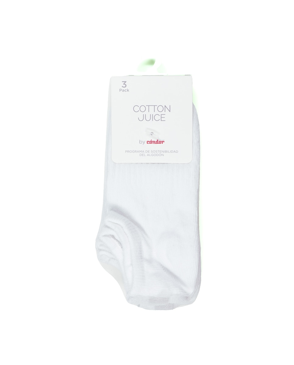 Pack de Três Pares de Pezinhos Lisos Cotton Juice Branco-2