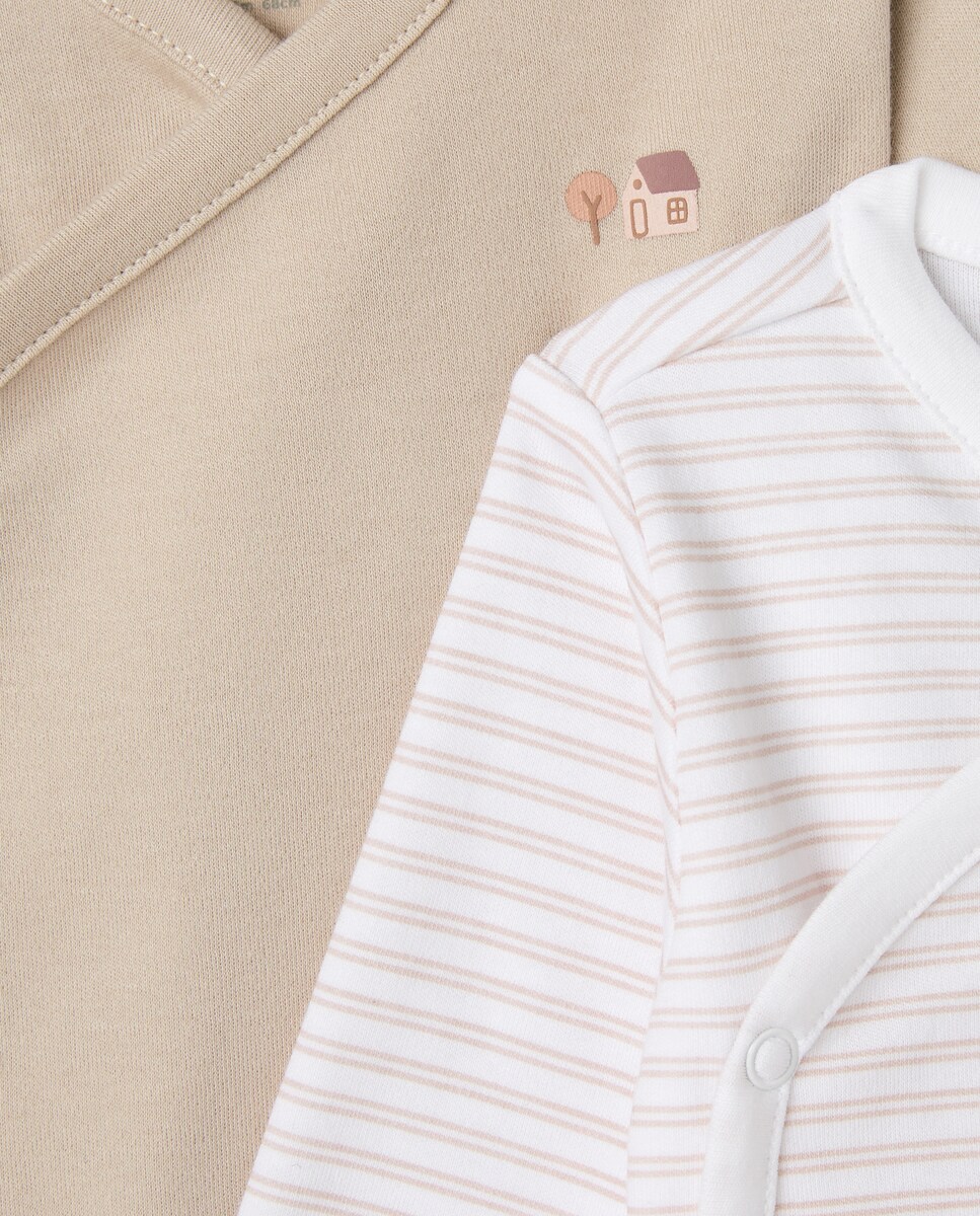 Pack de Dois Bodies de Recém-Nascido com Manga Comprida Camel-3