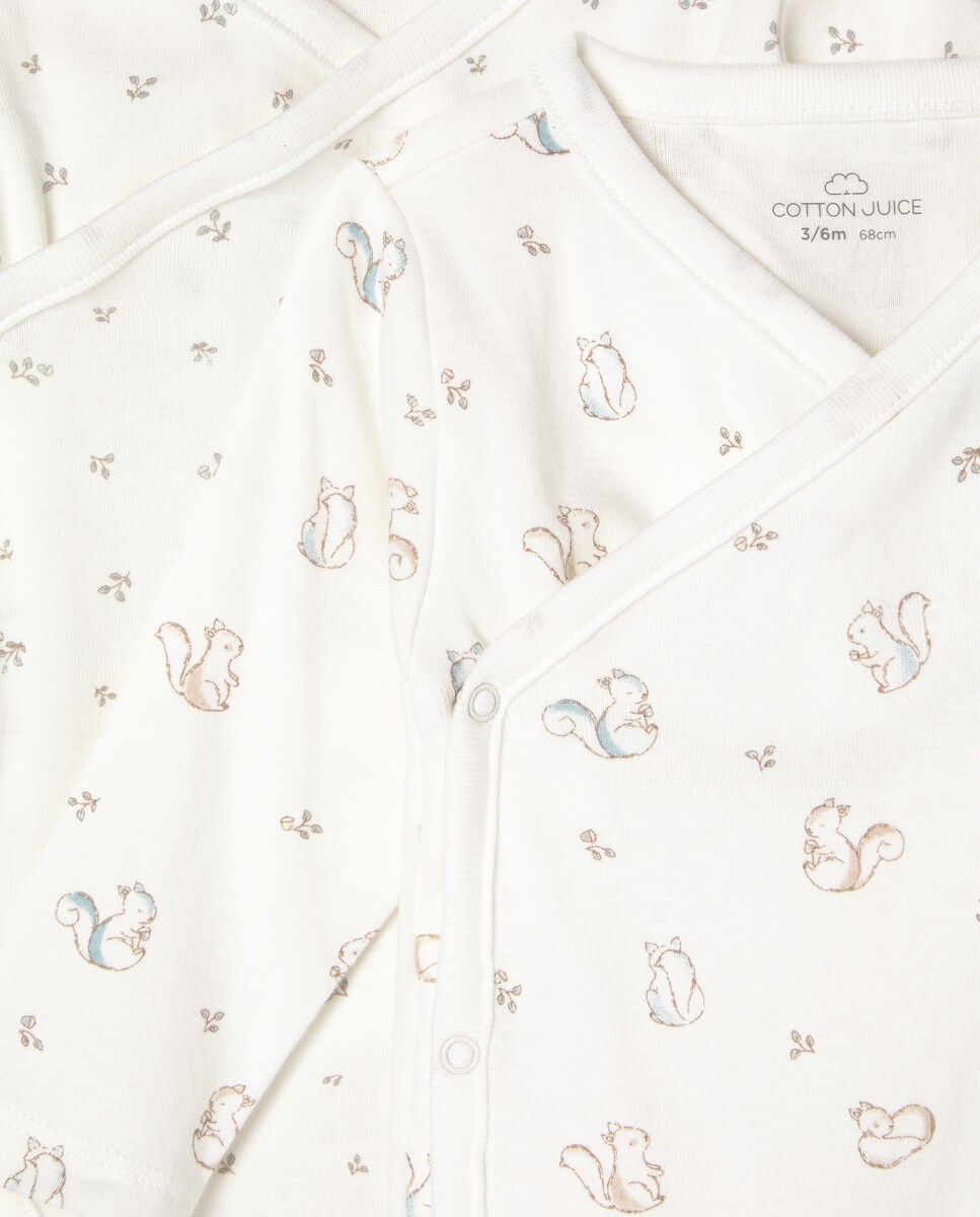 Pack de Três Bodies Estampados de Bebé com Manga Comprida Azul-marinho-3