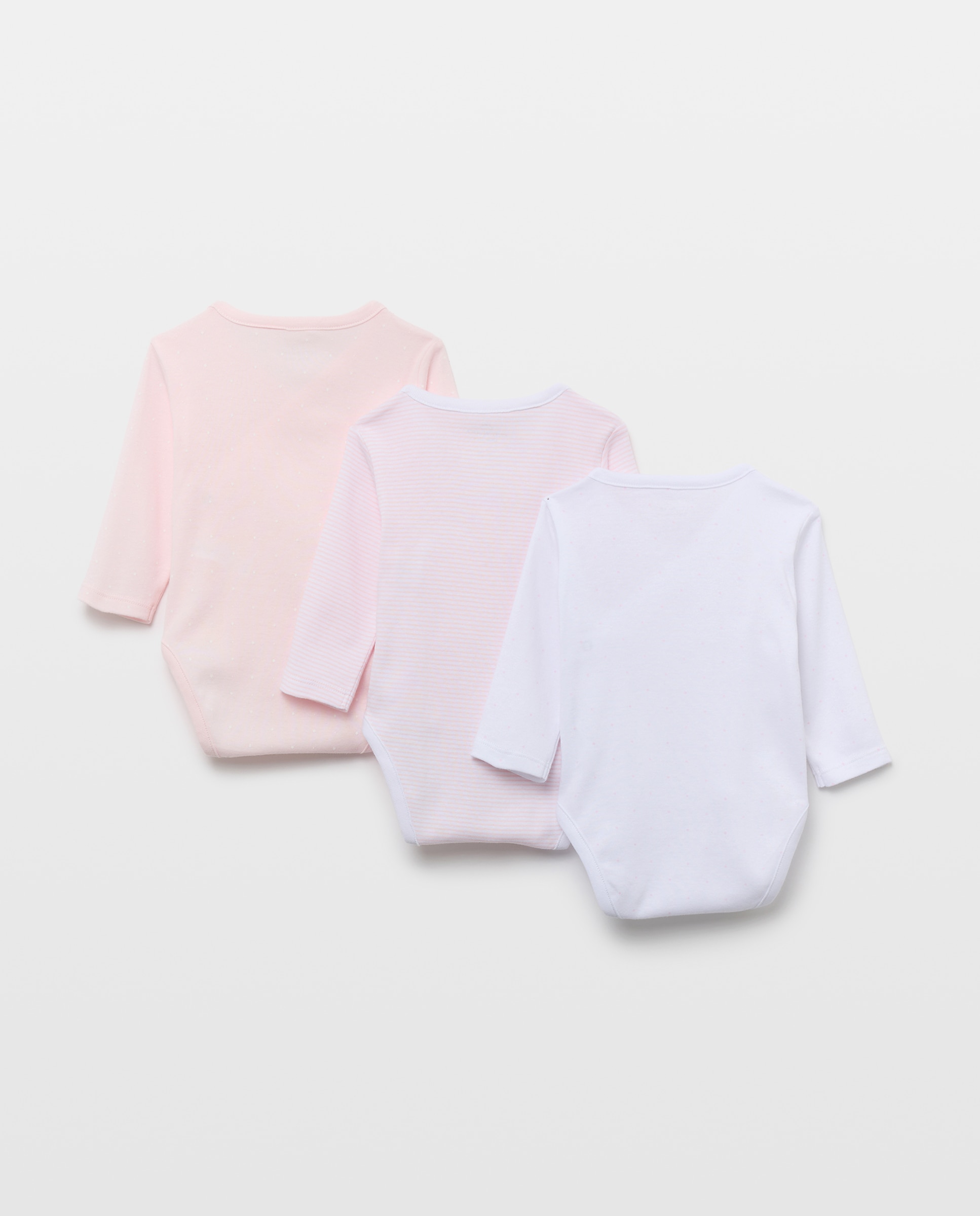 Pack de 3 bodies cruzados manga larga estampados de bebé - Cotton Juice - Rosa Rosa-2