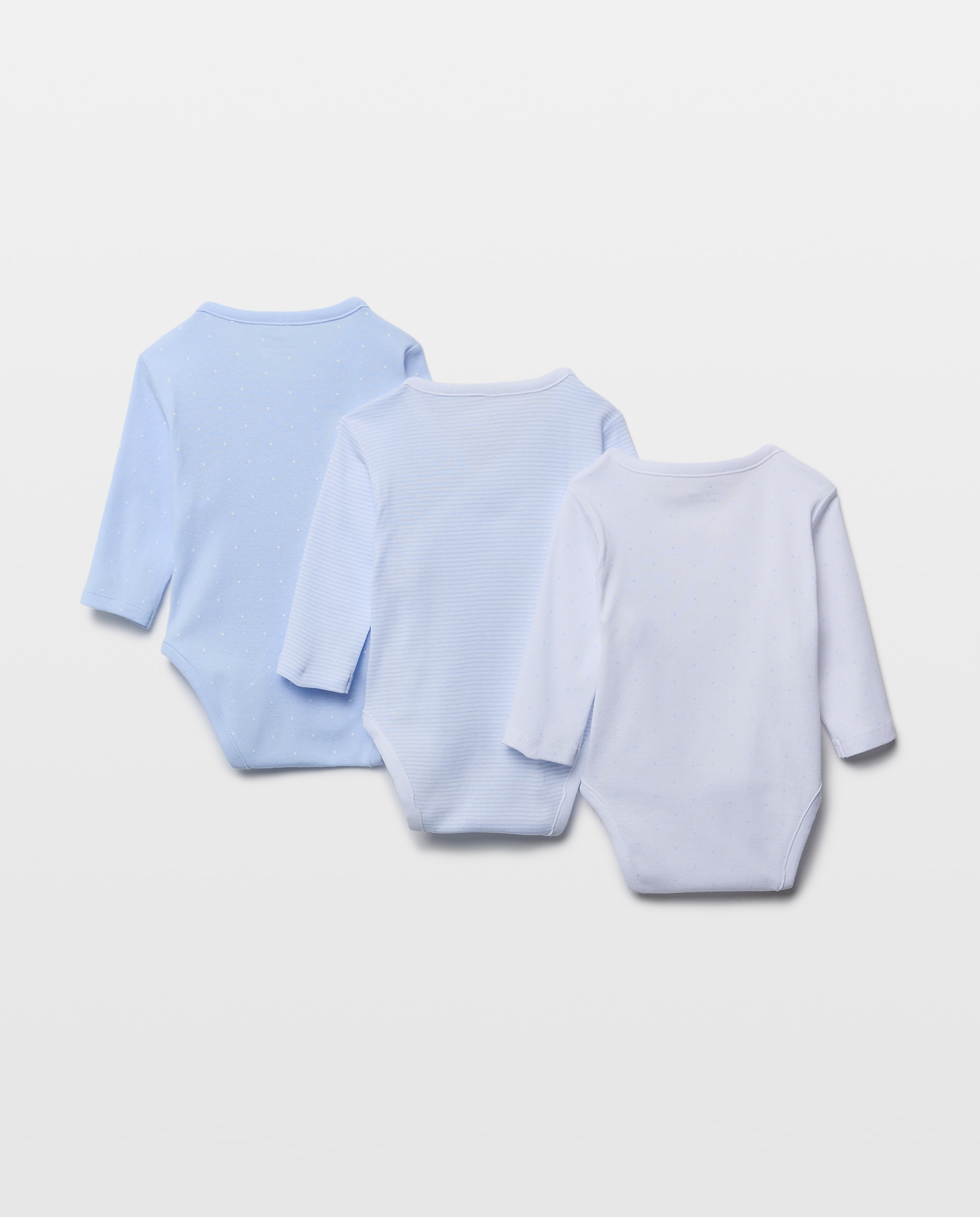Pack de 3 Bodies de Bebé com Fantasia e Manga Comprida Cotton Juice Azul-marinho-2