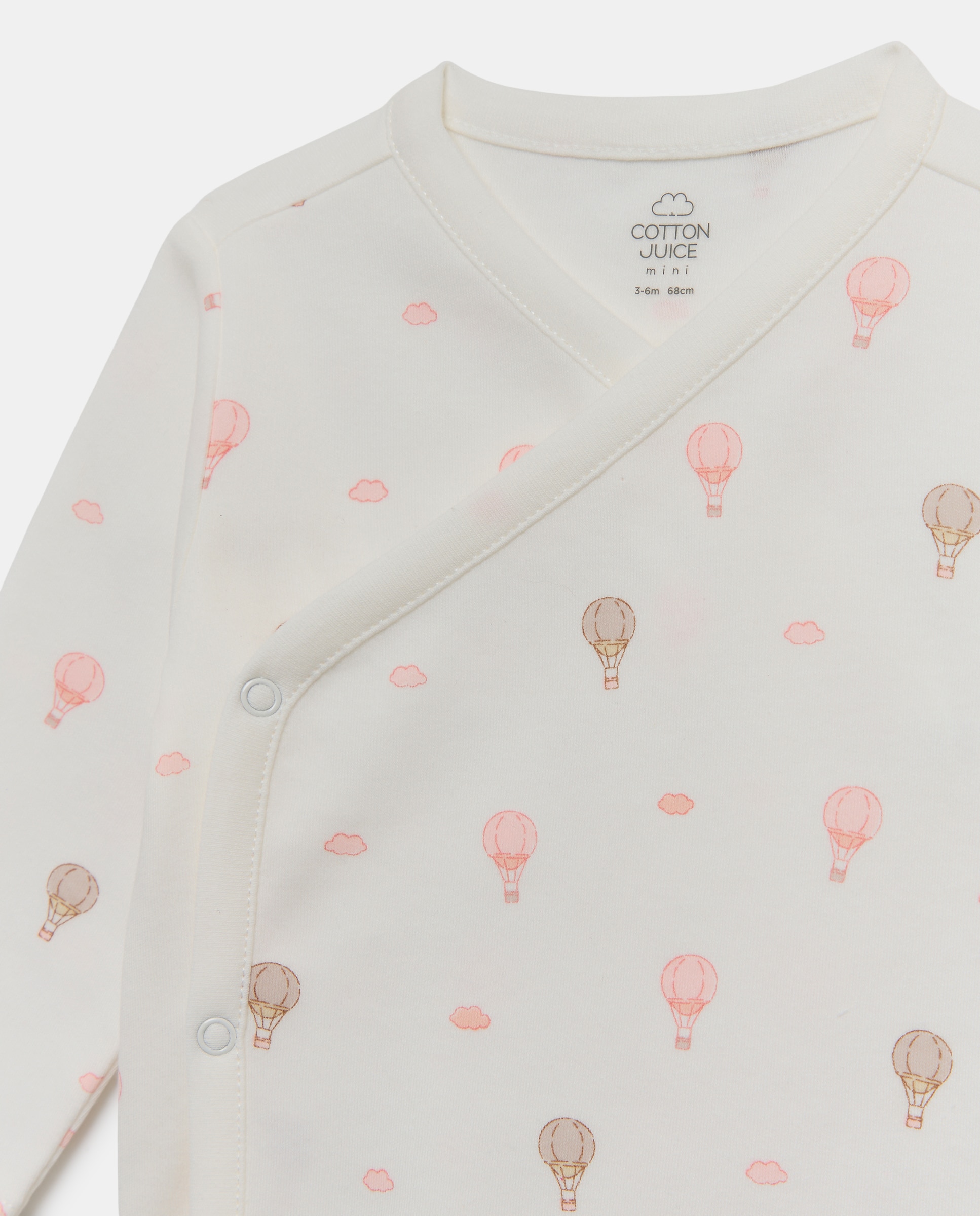 Pack de 2 Bodies Interiores de Bebé com Manga Comprida e Estampado de Fantasia Cotton Juice Rosa-3