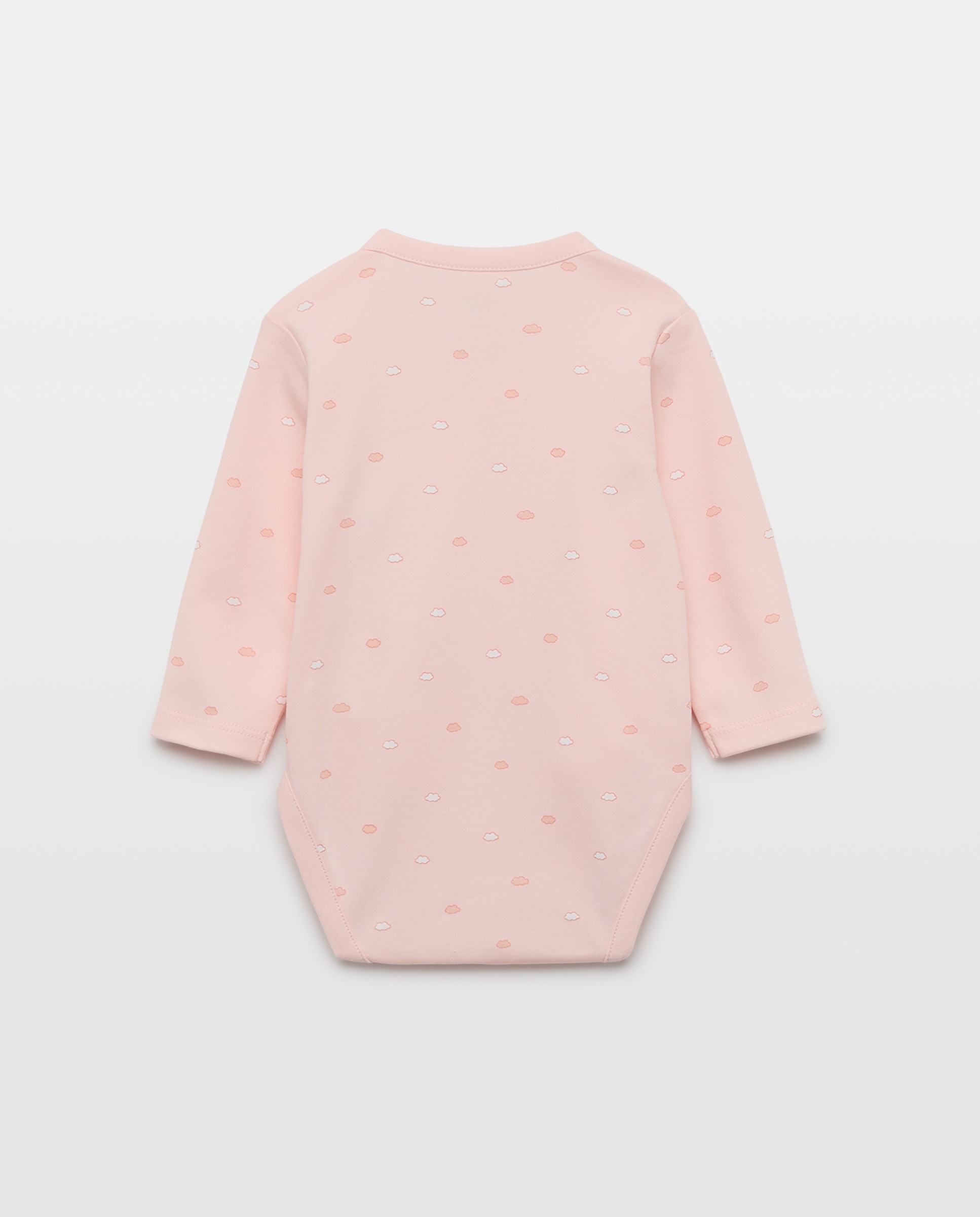 Pack de 2 bodies cruzados manga larga nubes y topitos de bebé - Cotton Juice - Rosa Rosa-2