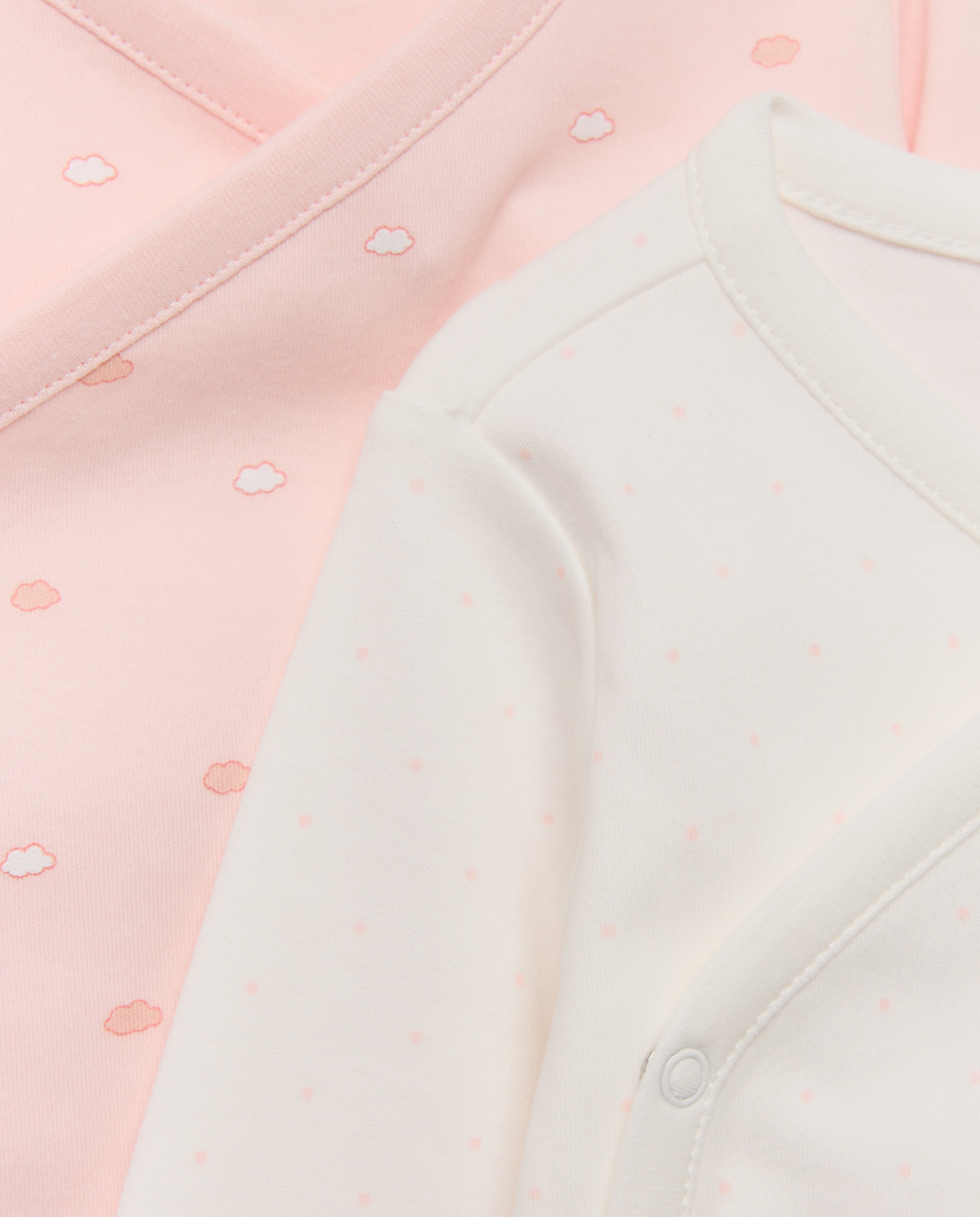 Pack de 2 bodies cruzados manga larga nubes y topitos de bebé - Cotton Juice - Rosa Rosa-3