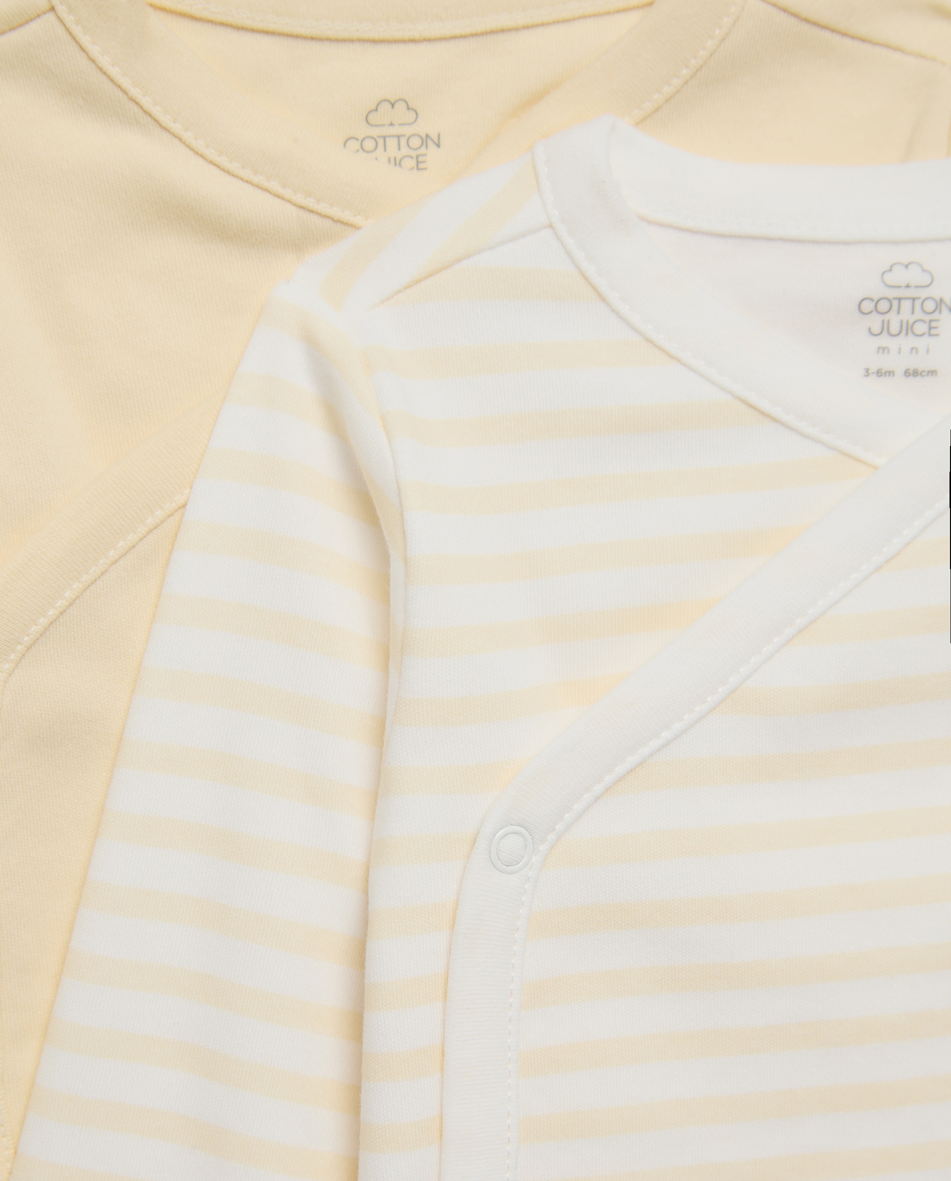 Pack de 2 Bodies Interiores de Bebé com Manga Comprida e Estampado de Fantasia Cotton Juice Amarelo-3