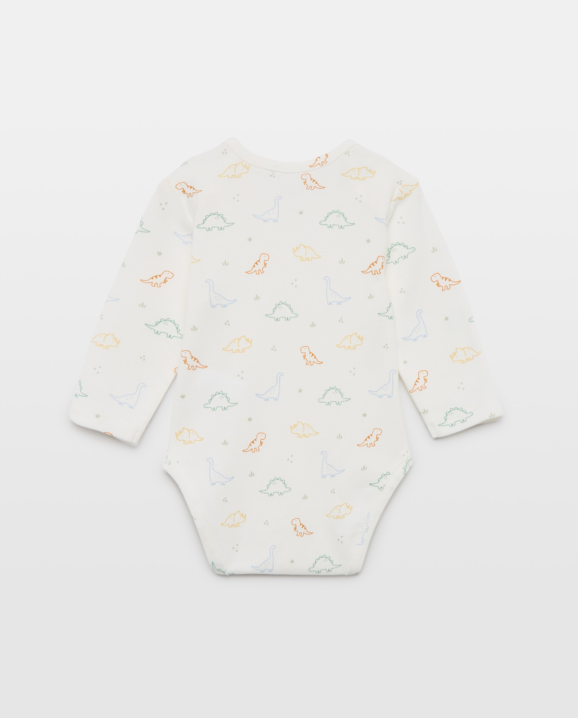 Pack de 2 Bodies de Bebé com Manga Comprida com Dinossauros Branco-2