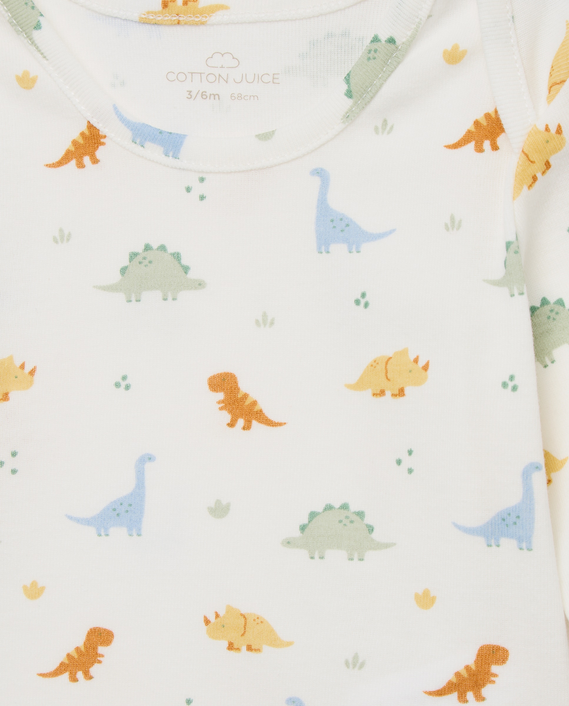 Pack de 2 Bodies de Bebé com Manga Comprida com Dinossauros Branco-3