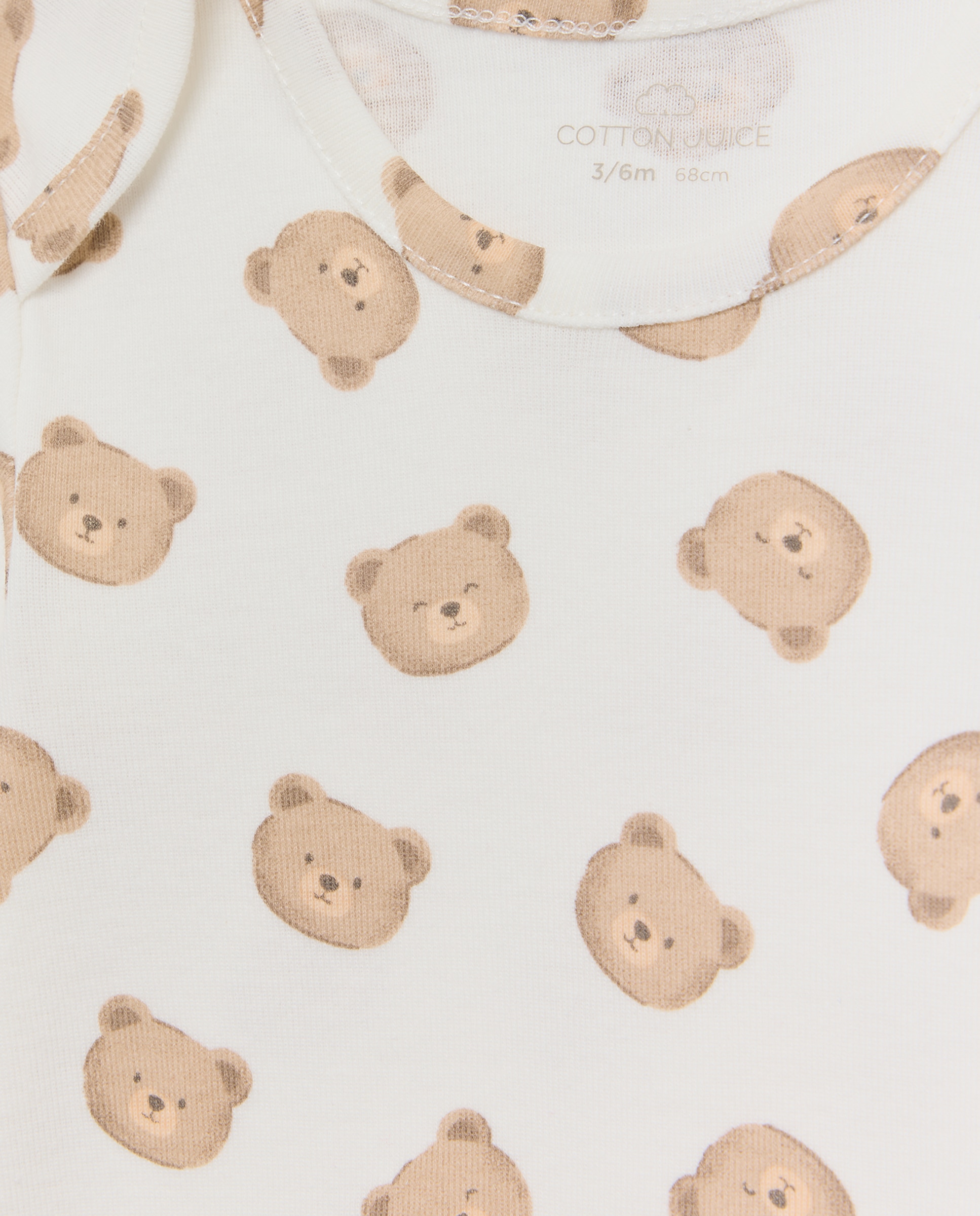 Pack de 2 Bodies de Bebé com Manga Comprida com Ursos Cotton Juice Branco-3