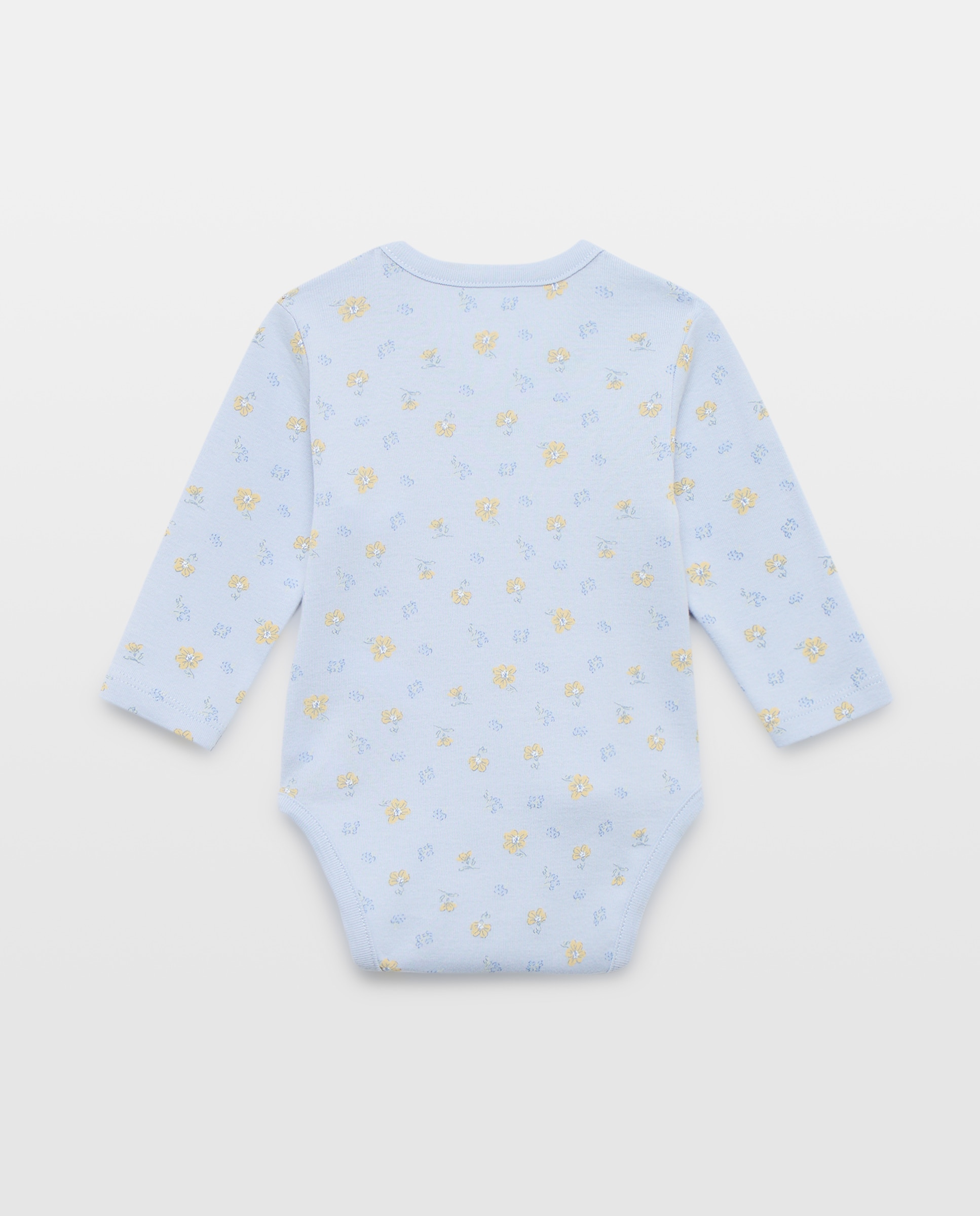 Pack de 3 bodies cruzados manga larga con flores y topos de bebé - Cotton Juice - Azul Azul-2