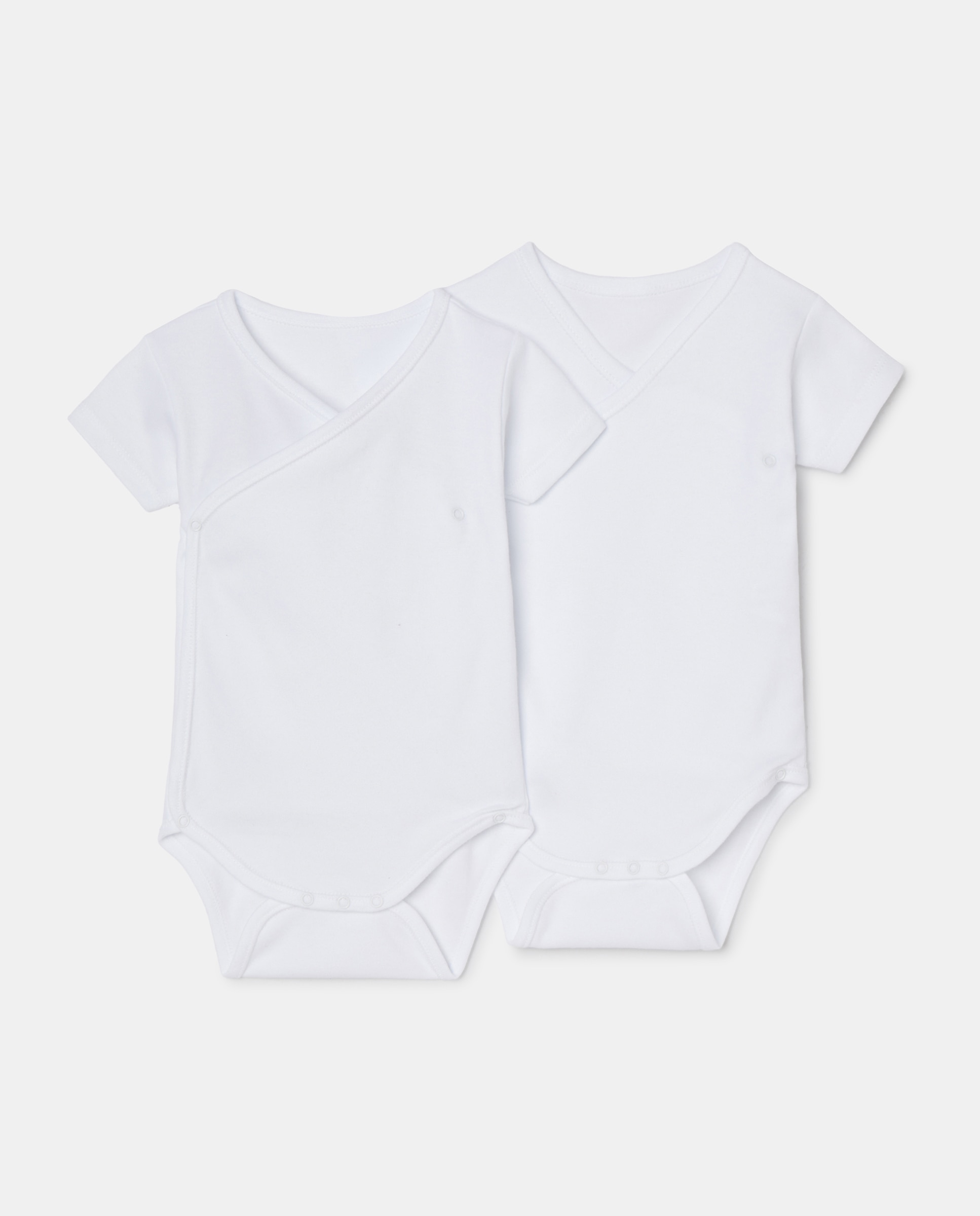 Pack de 2 Bodies Cruzados de Bebé com Manga Curta Cotton Juice Branco-1