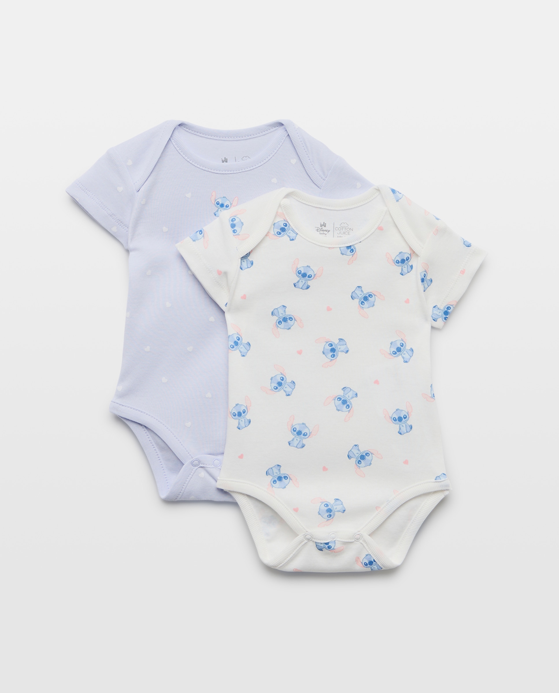 Pack 2 bodies manga corta fantasía STITCH de bebé - Cotton Juice - Multicolor Multicolor-1