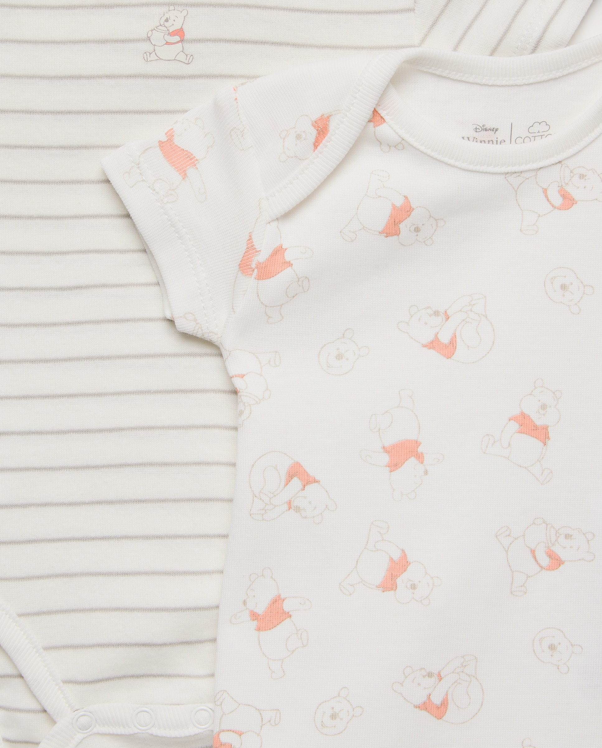 Pack de 2 Bodies de Bebé com Manga Curta e Estampado Winnie The Pooh Cotton Juice Branco-3
