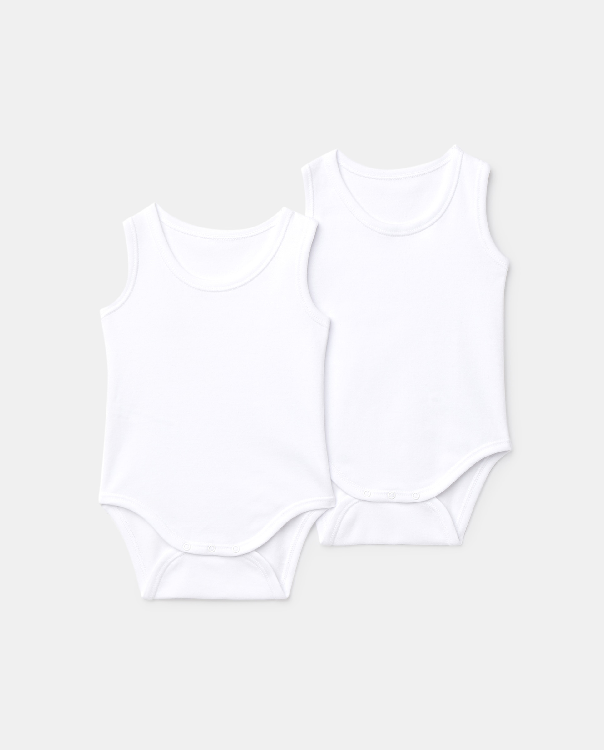 Pack de 2 Bodies de Bebé sem Mangas Cotton Juice Branco-1