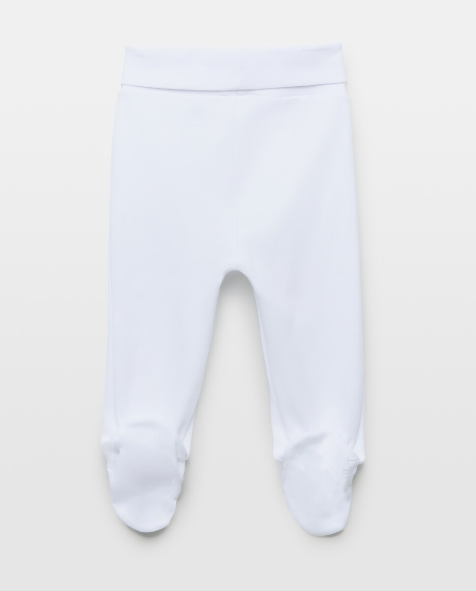 Pack de 2 Calças com Pés Lisas de Bebé Branco-2