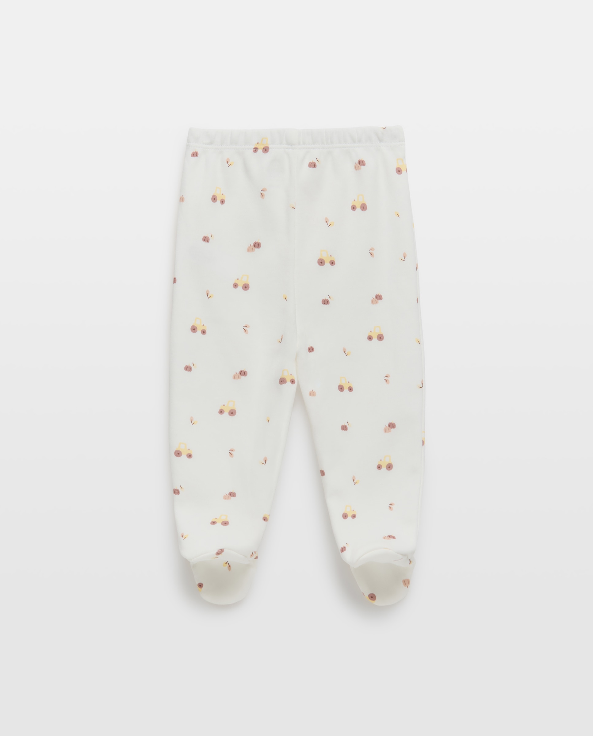 Pack de 2 Calças com Pés de Bebé - Tratores/Lisas Amarelo-2