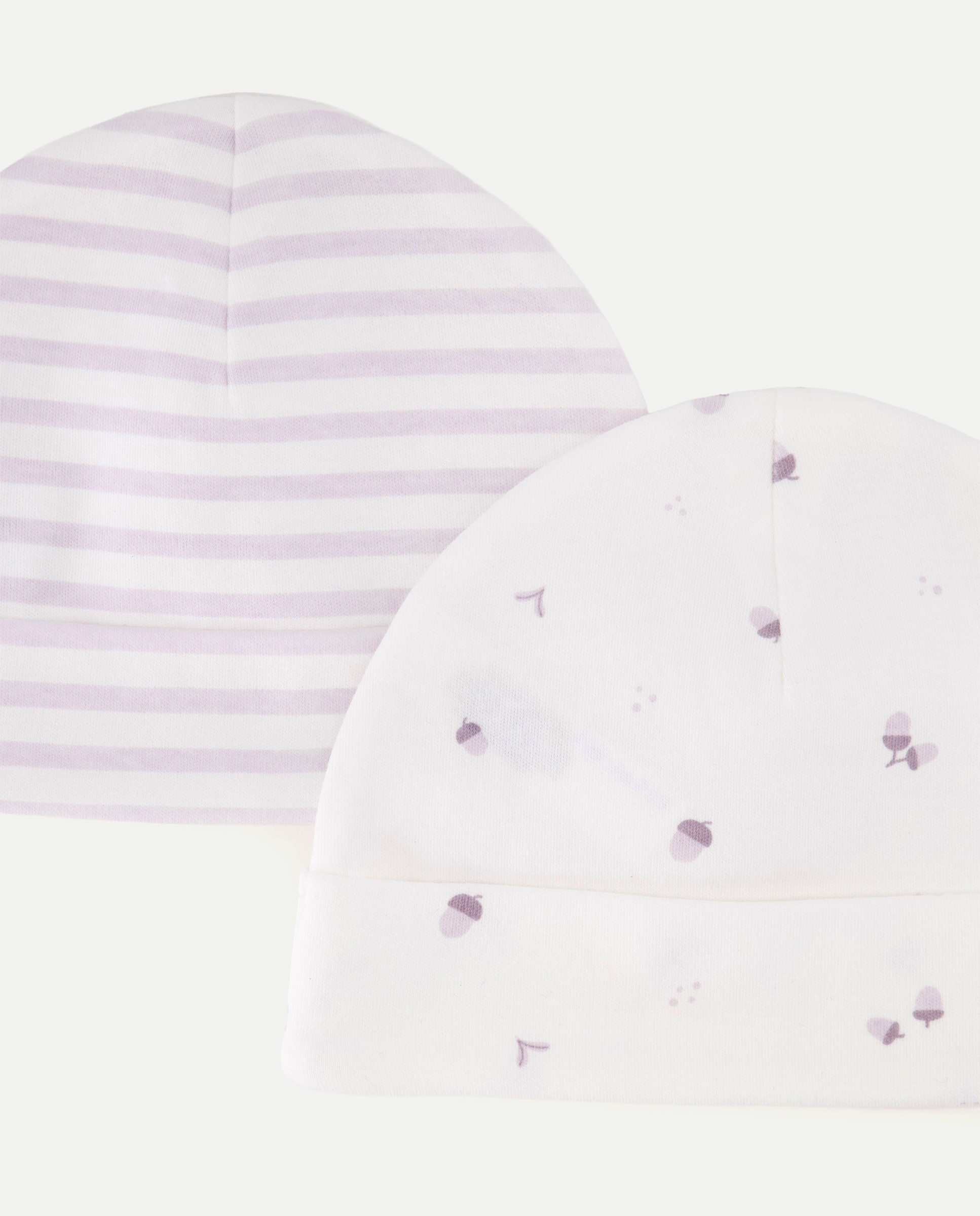 Pack de 2 Gorros de Bebé com Estampado de Fantasia Cotton Juice Cinzento-2