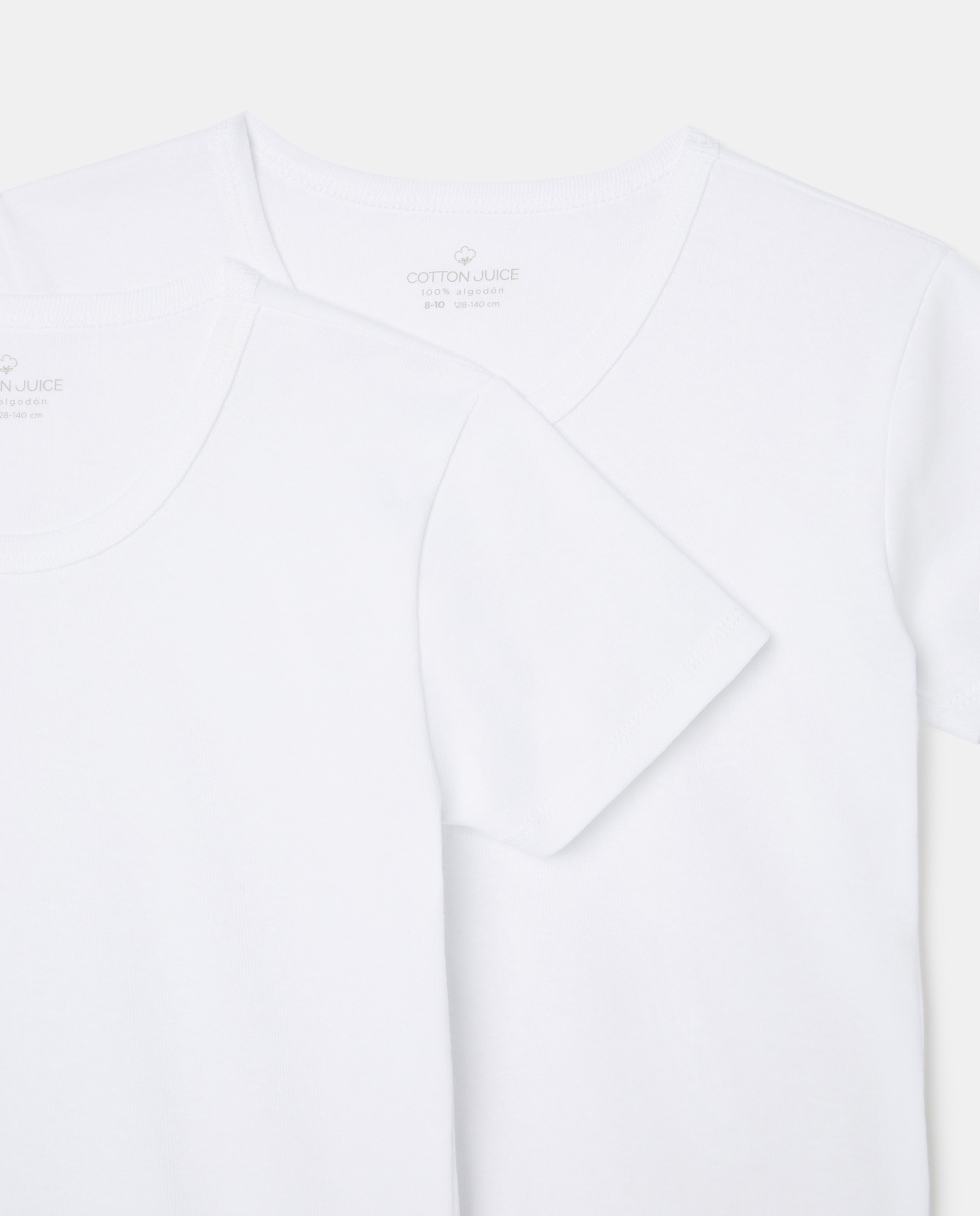 Pack de 2 camisetas de niño de manga corta - Cotton Juice - Blanco Blanco-3