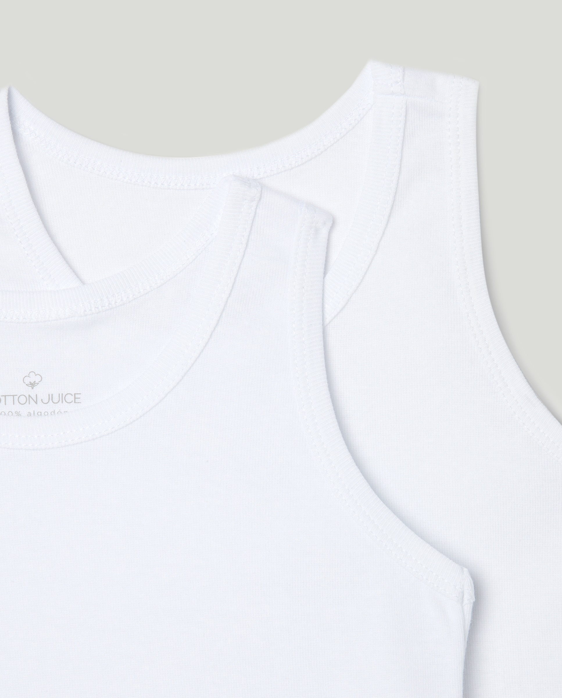 Pack de Duas Camisolas Interiores sem Mangas Cotton Juice Branco-3
