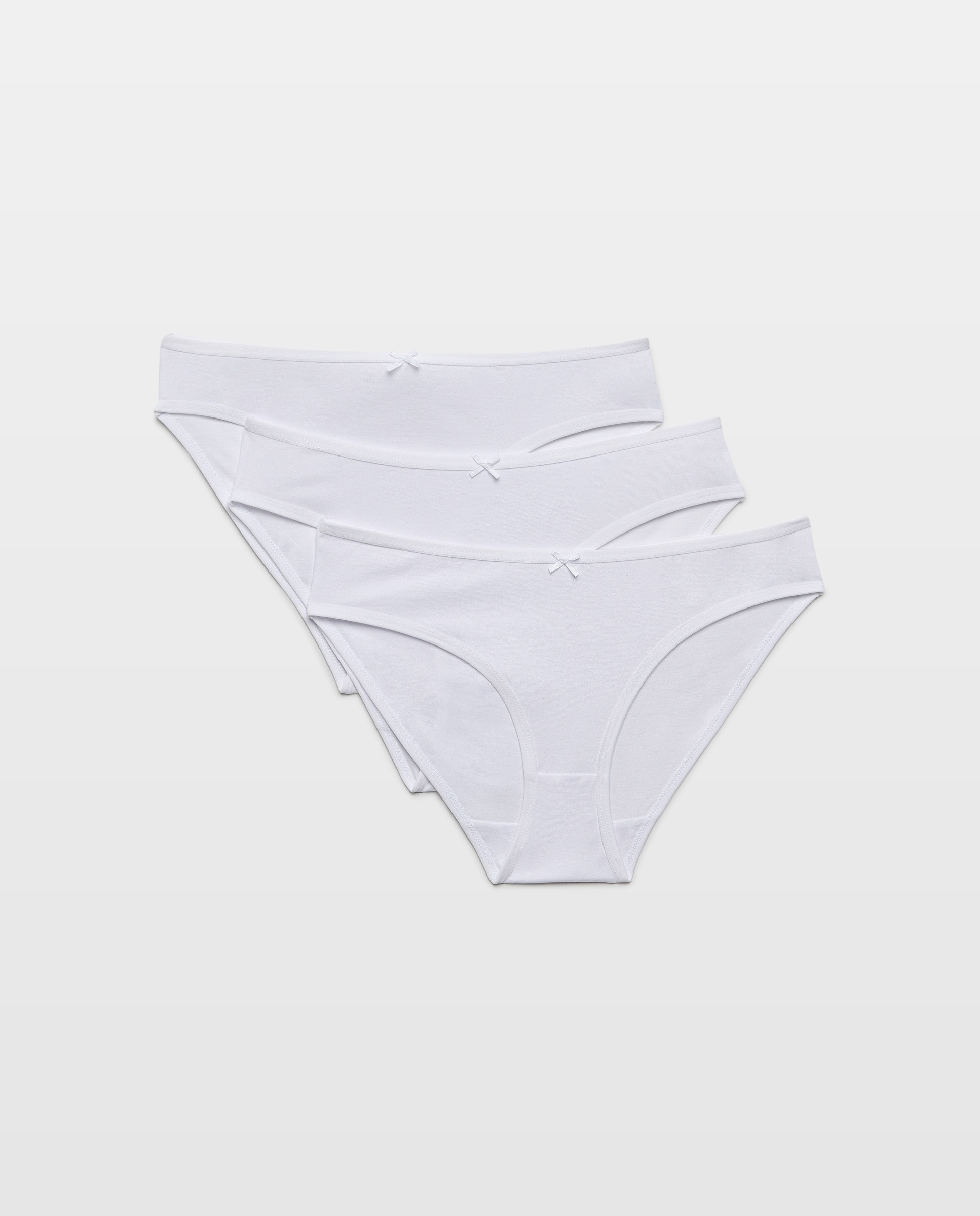Pack de tres bragas lisas de niña - Cotton Juice - Blanco Blanco-1