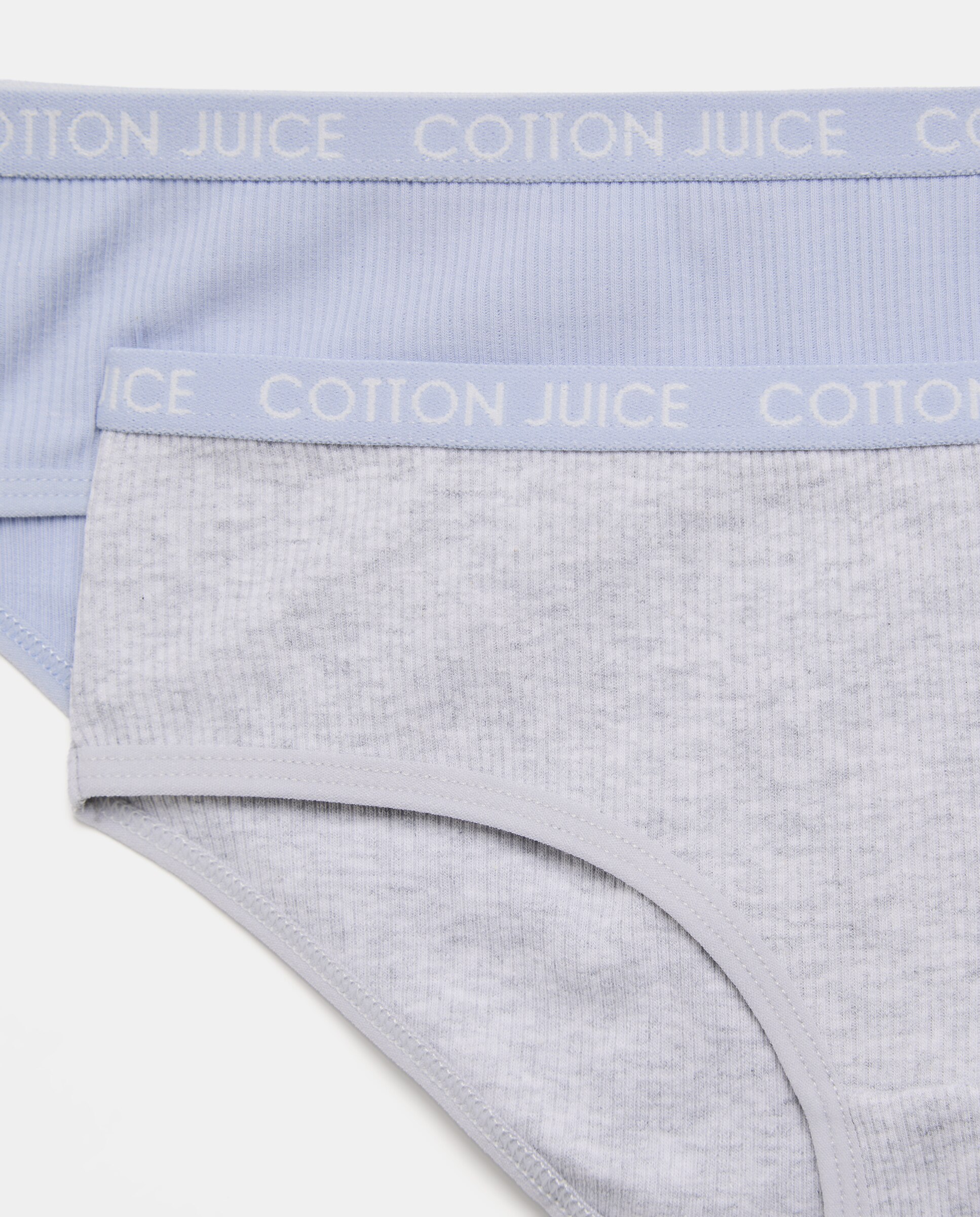 Pack 2 bragas cadera de niña lisas azul y gris en rib - Cotton Juice - Multicolor Multicolor-3