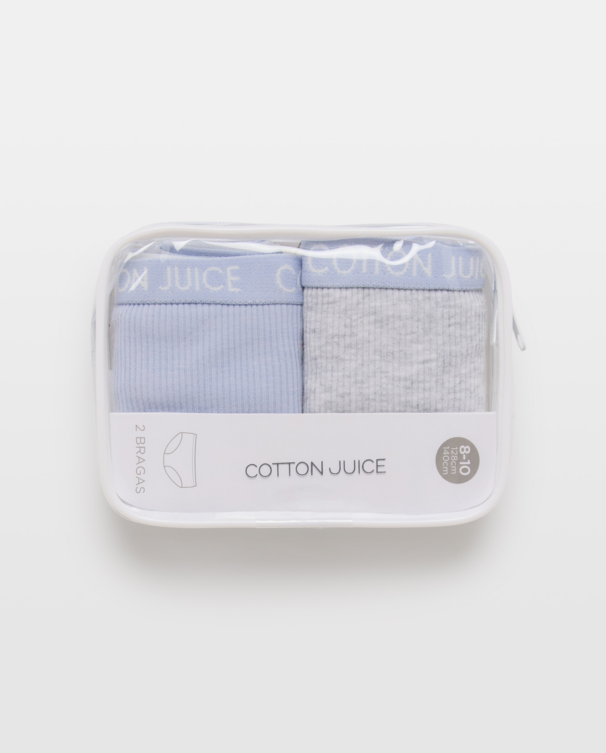 Pack 2 bragas cadera de niña lisas azul y gris en rib - Cotton Juice - Multicolor Multicolor-4