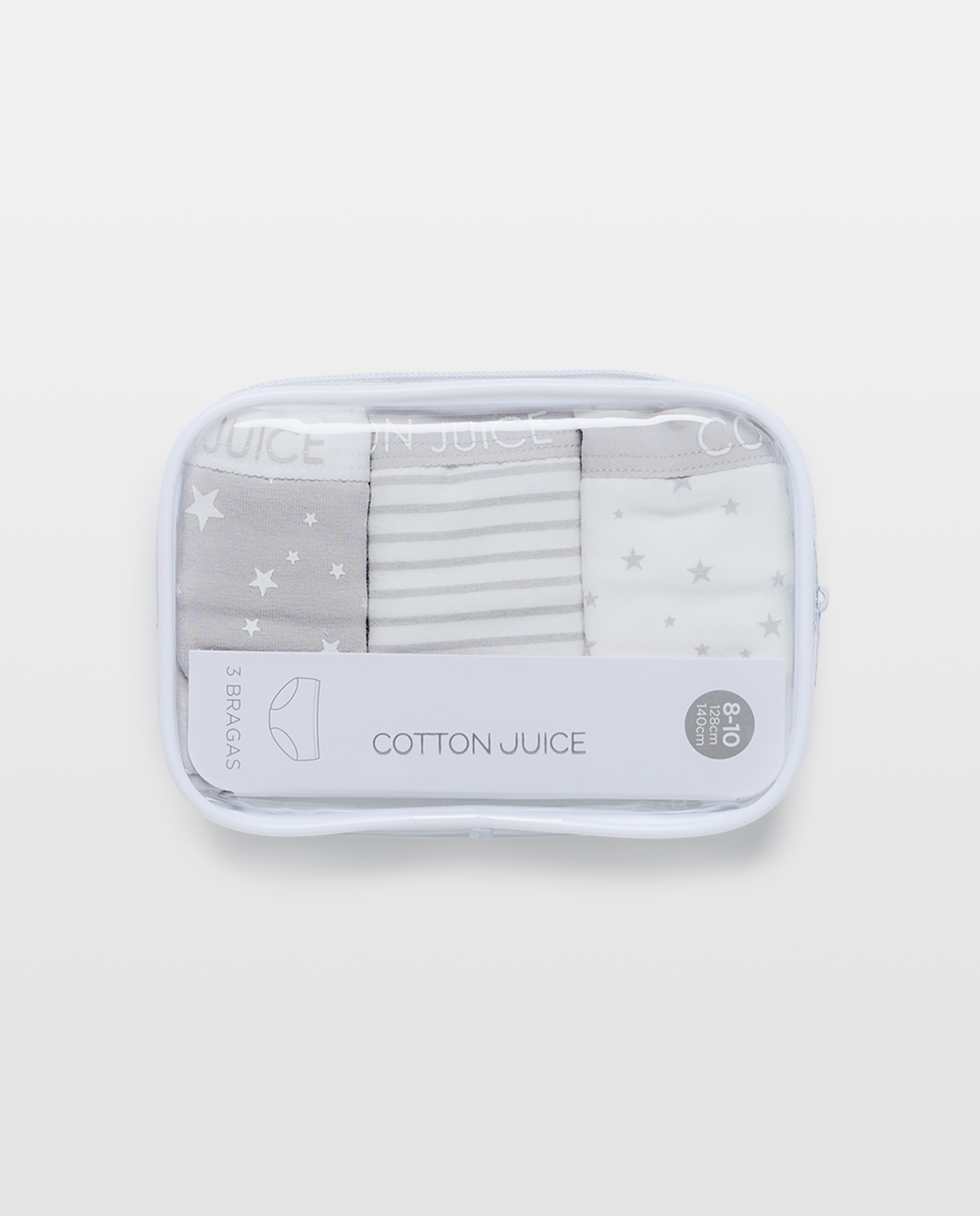 Pack de 3 Cuecas de Anca com Estampado Fantasia - Várias Cores Cotton Juice Cinzento-4
