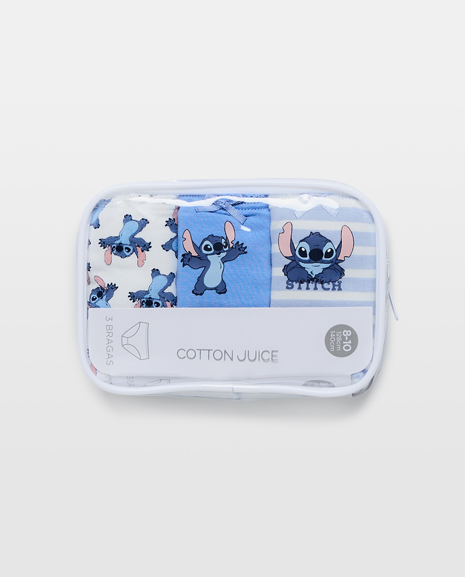Pack de 3 Cuecas de Criança de Anca com Estampado Fantasia STITCH - Várias Cores Azul-marinho-4
