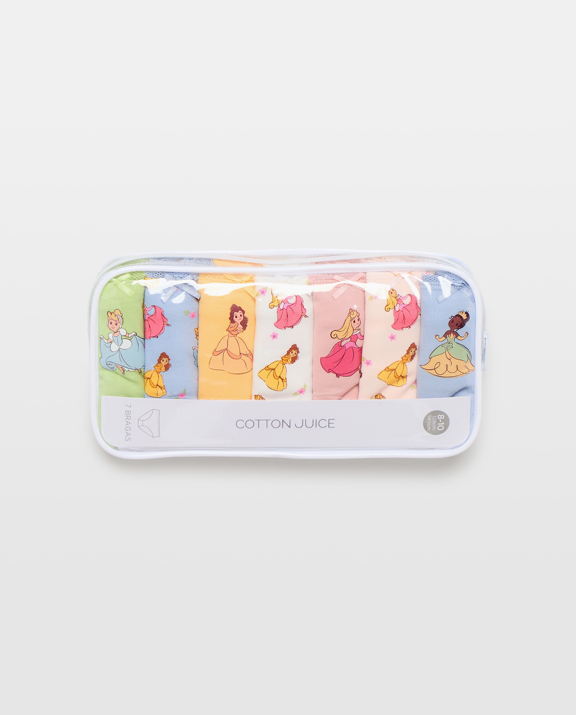 Pack de 7 Cuecas de Criança de Anca com Estampado Fantasia PRINCESAS - Várias Cores Cotton Juice Multicolor-4