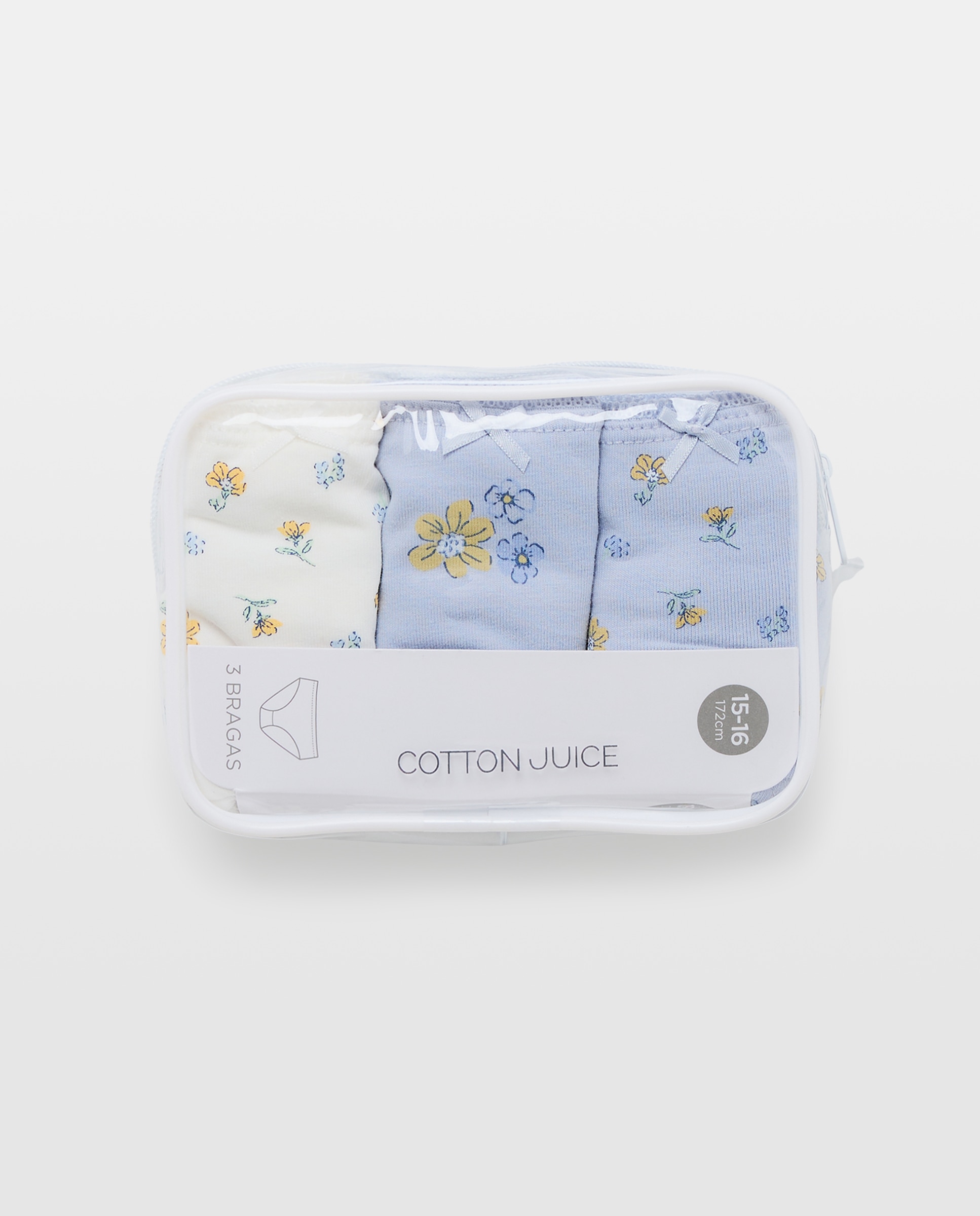 Pack de 3 Calções com Fantasia Floral Cotton Juice Azul-4