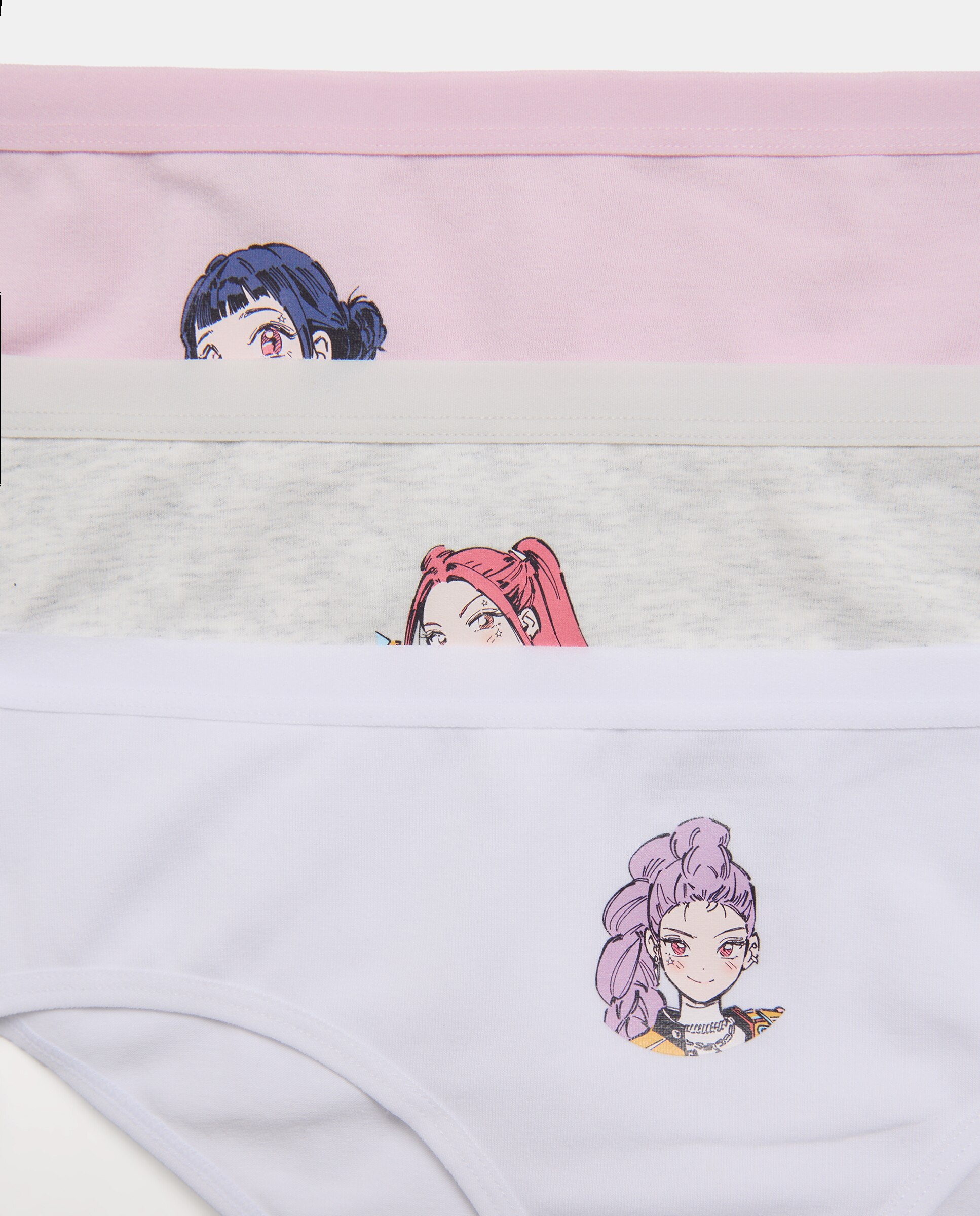 Pack de 3 bragas a cadera estampado posicional K-POP de niña - Cotton Juice - Multicolor Multicolor-3