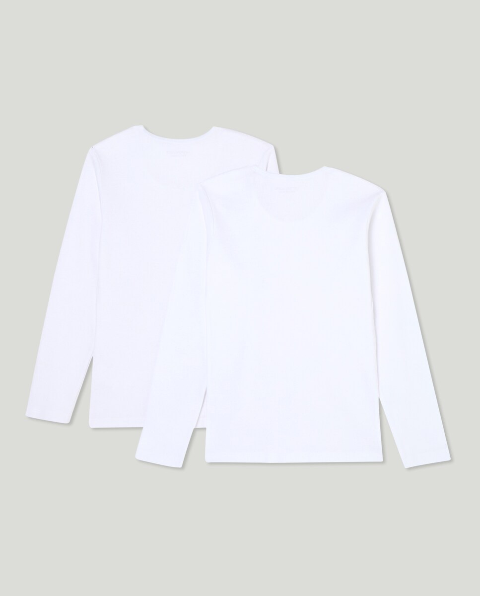 Pack de 2 Camisolas de Manga Comprida Básicas Branco-2