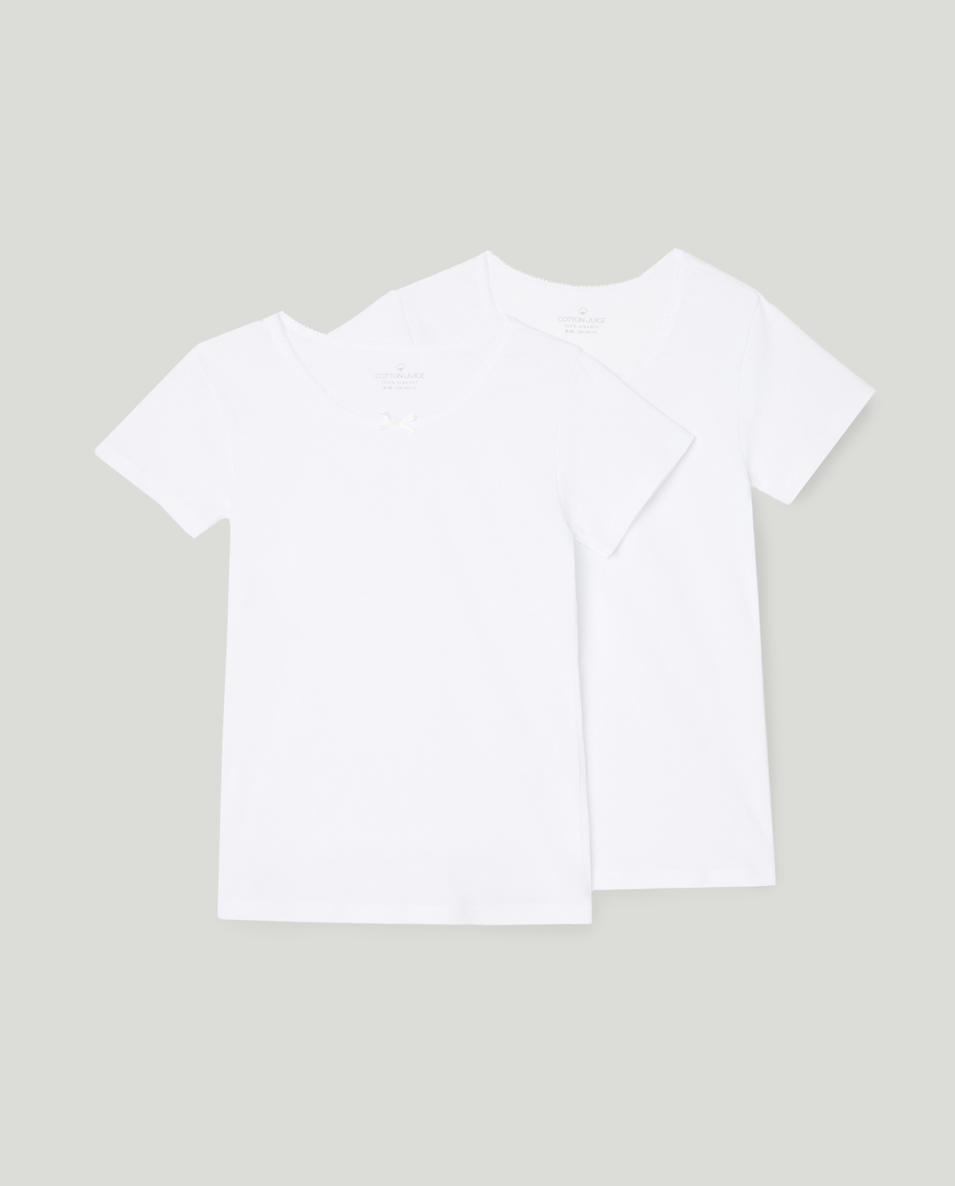Pack de 2 camisetas de niña de manga corta - Cotton Juice - Blanco Blanco-1