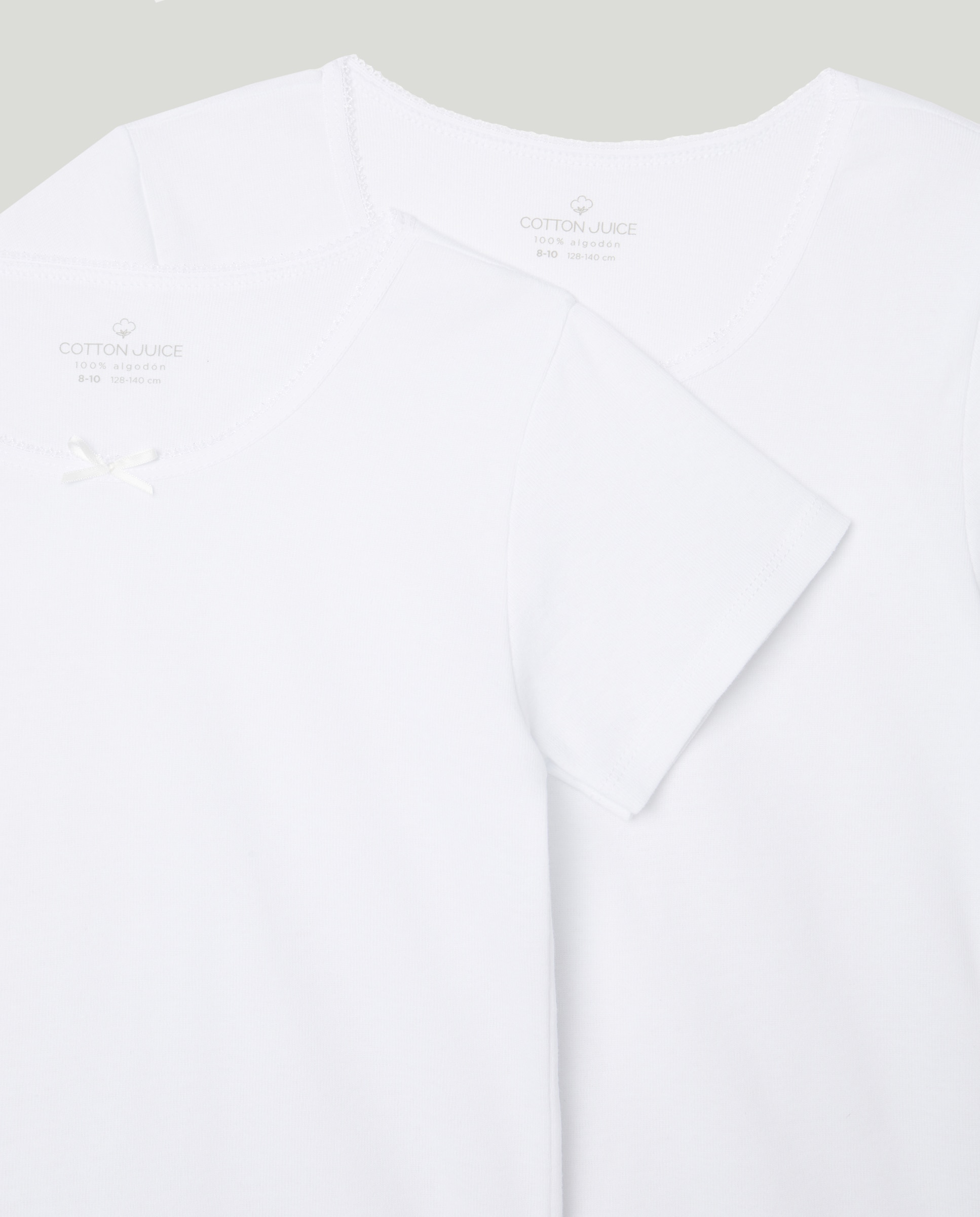 Pack de 2 camisetas de niña de manga corta - Cotton Juice - Blanco Blanco-3