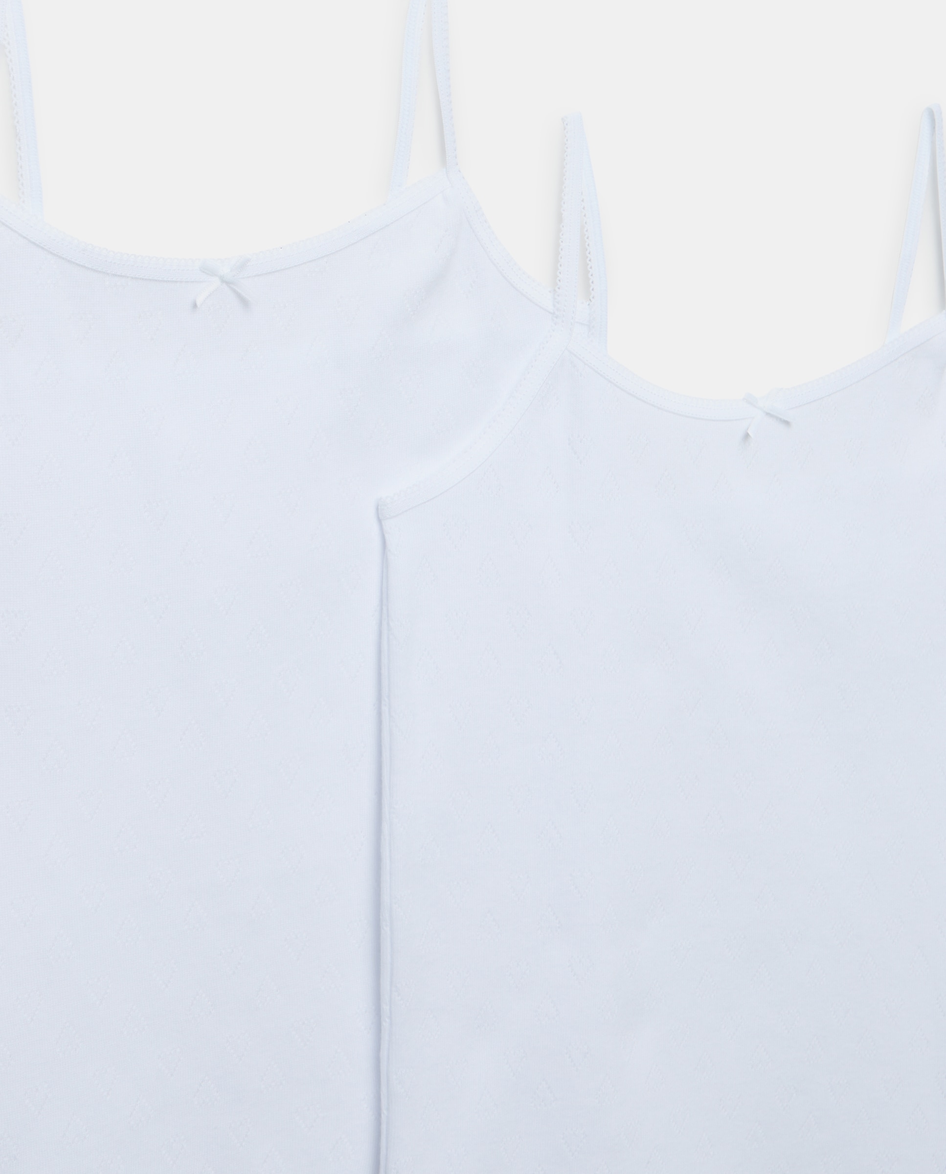 Pack de Duas T-shirts de Alças Rendilhadas com Corações Cotton Juice Branco-3