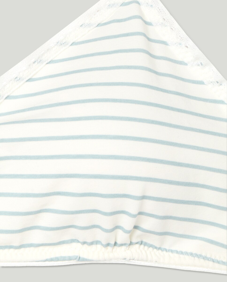 Soutien Almofadado sem Aro e com Estampado às Riscas Azul-3