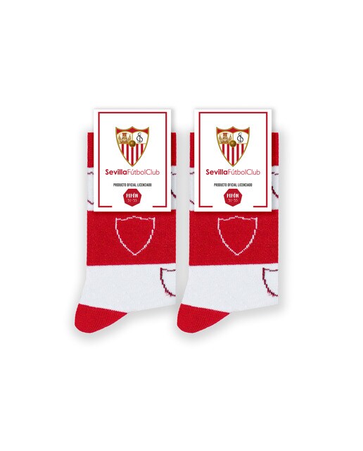 Meias Sevilla Fútbol Club às riscas Pinrelitos vermelhas 1