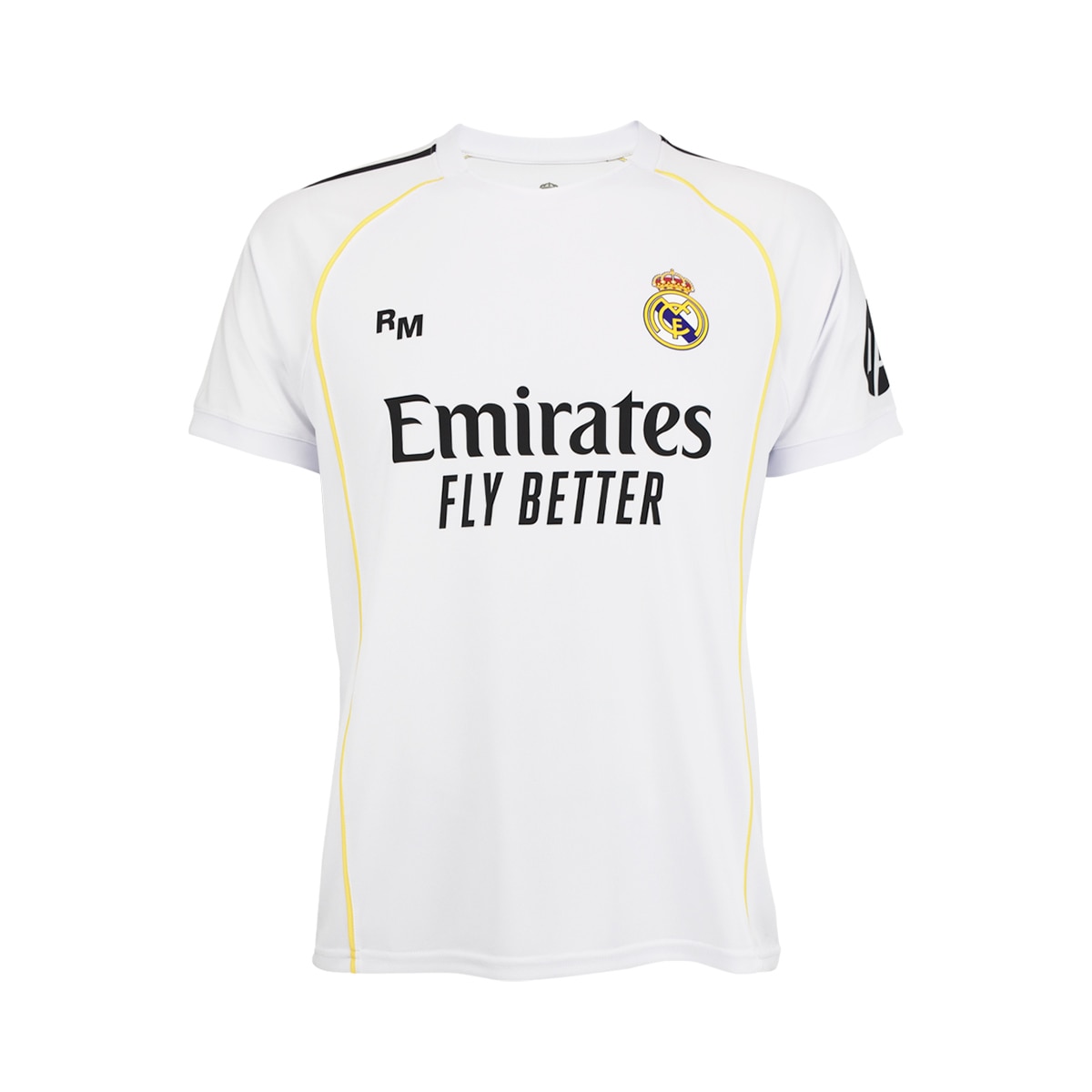 Camiseta réplica oficial de la primera equipación de fútbol del Real Madrid C.F. Infantil.