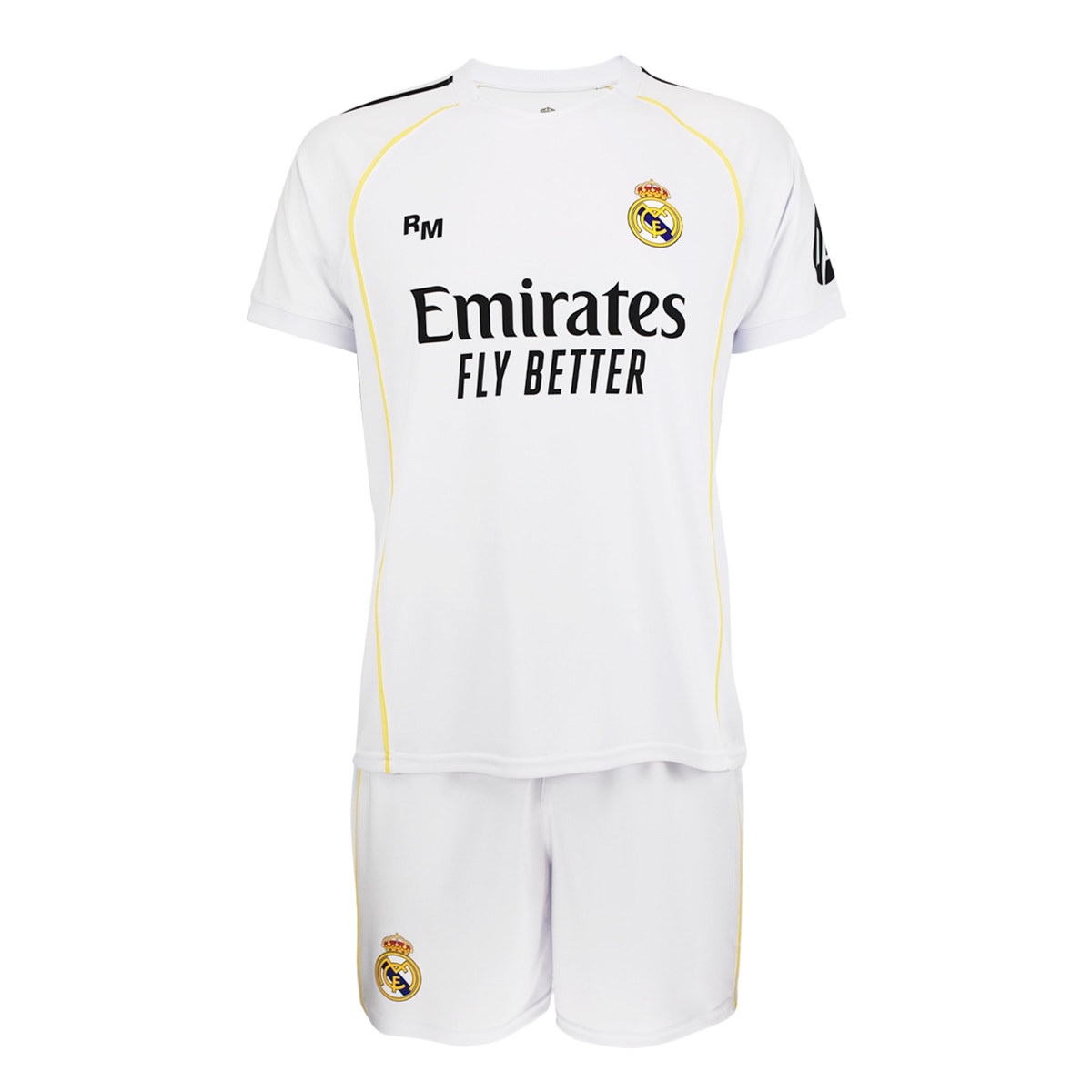 Kit réplica oficial de la primera equipación de fútbol del Real Madrid C.F..