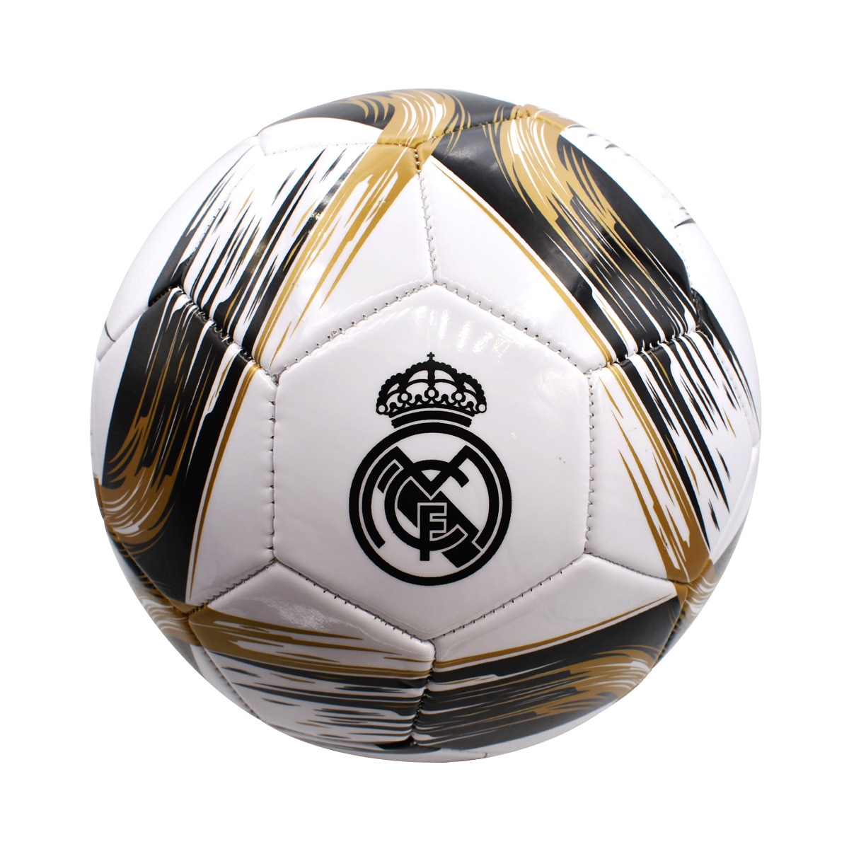 Bola Grande em Branco com Riscas Pretas e Douradas do Real Madrid C.F 1