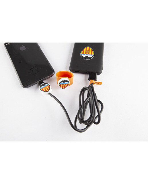 Set Cable Tipo C, Organizador y Protecto Valencia Club de Fútbol Negro Escudo 3