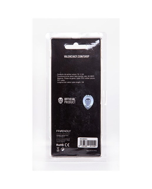 Set Cable Tipo C, Organizador y Protecto Valencia Club de Fútbol Negro Escudo 4
