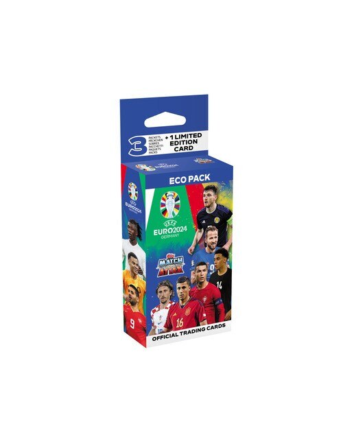 Pacote ecológico Euro 2024 com cartões Match Attax e cartão limitado 1